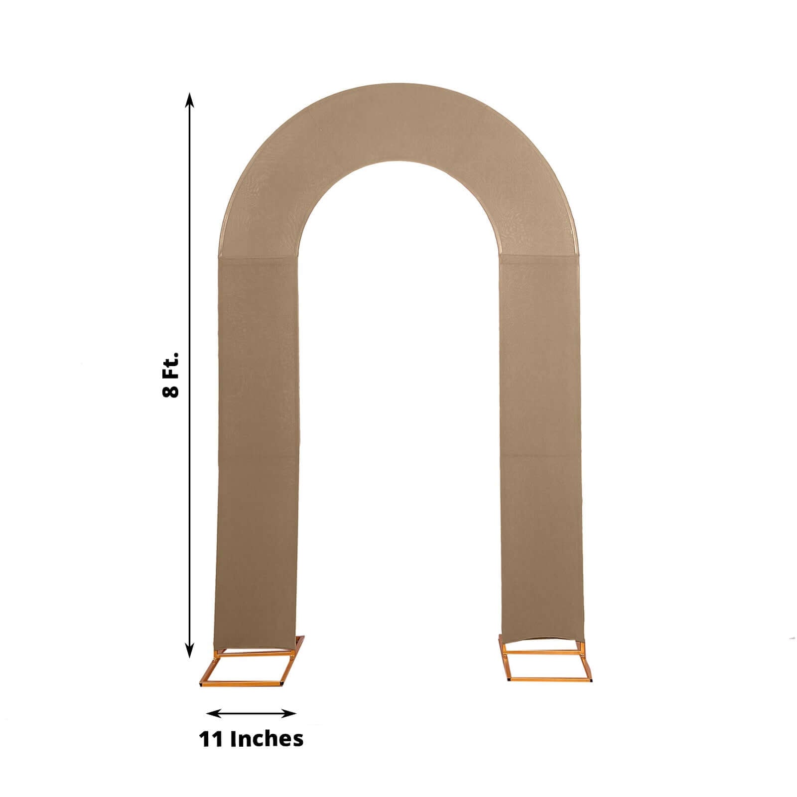 Premium 8ft Taupe Spandex U-Shaped Fitted Wedding Arch Cover - Ideal for Events
