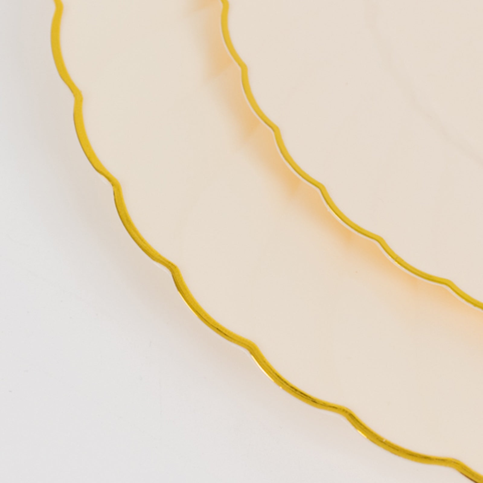 10-Pack Disposable Ivory Plastic Salad Dessert Plates with Gold Flair Rim - Great for Parties