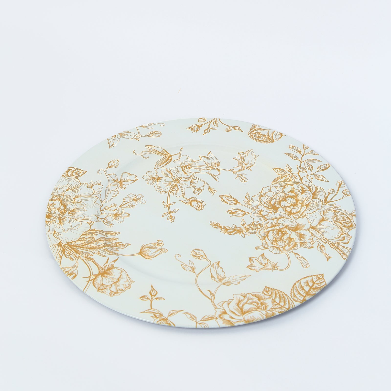 Hot Sale! 6-Pack 13-Inch White Acrylic Round Charger Plates with Gold Floral French Toile Pattern