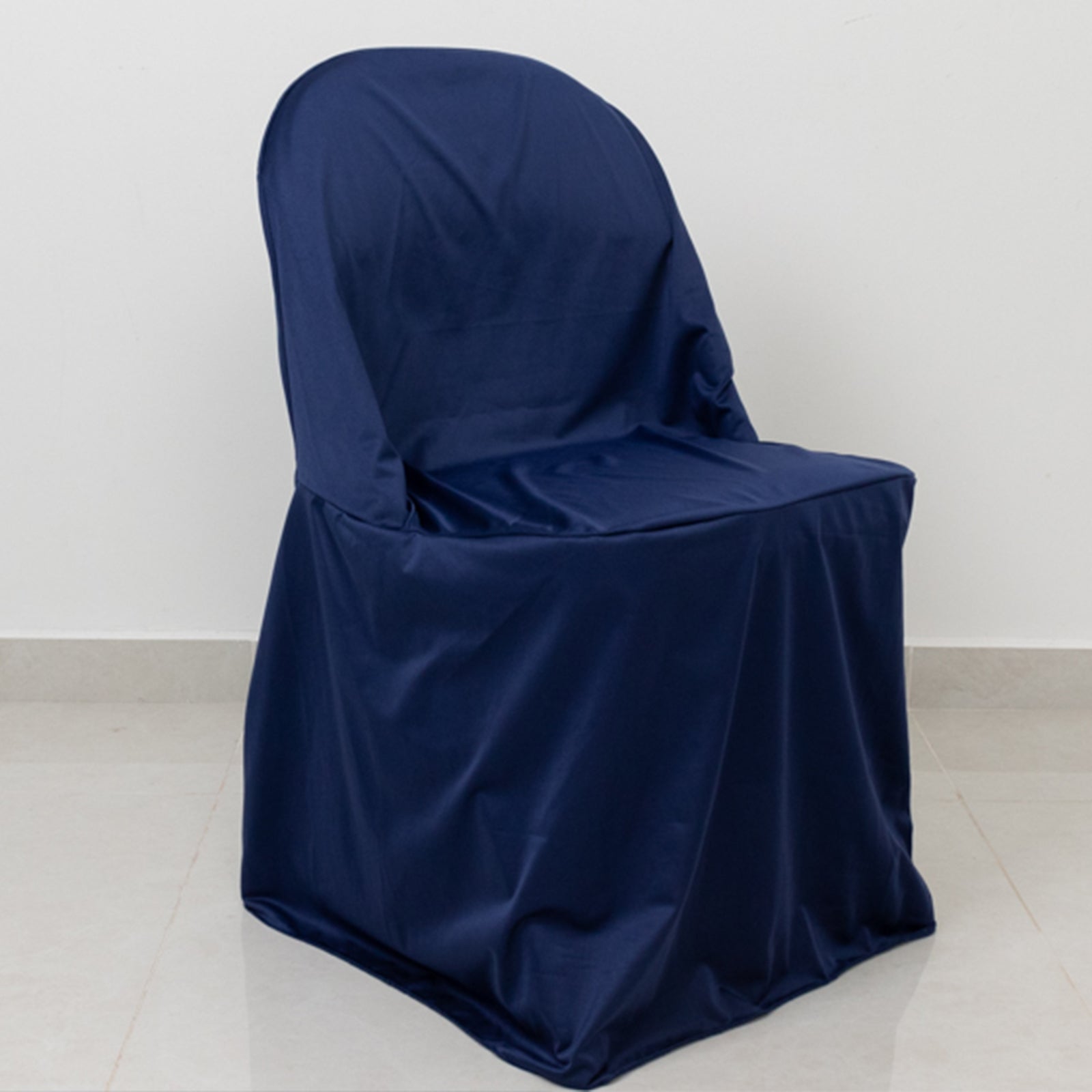 Navy Blue Premium Scuba Stretch Wrinkle-Free & Durable Folding Chair Cover - Instant Elegance!