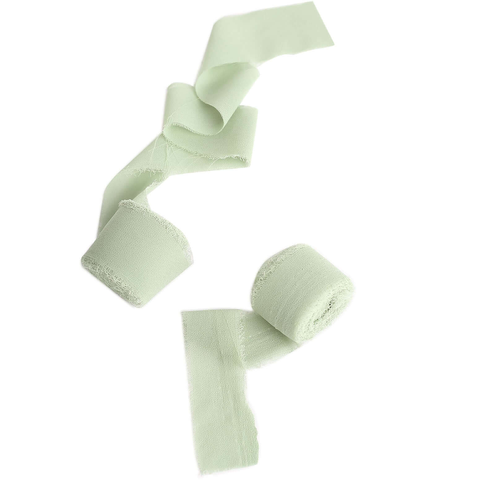 2-Pack Sage Green Silk-Like Chiffon Ribbon Rolls for DIY Wedding Crafts