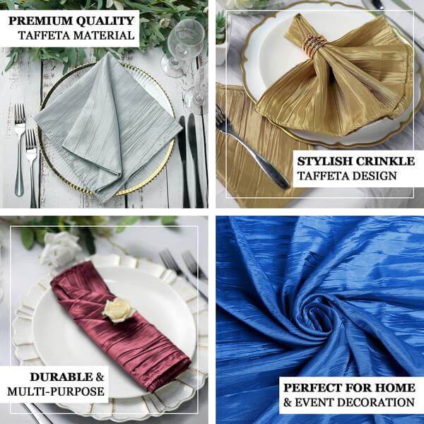 Hot Deal! 5-Pack Red 20x20 Accordion Crinkle Taffeta Dinner Napkins