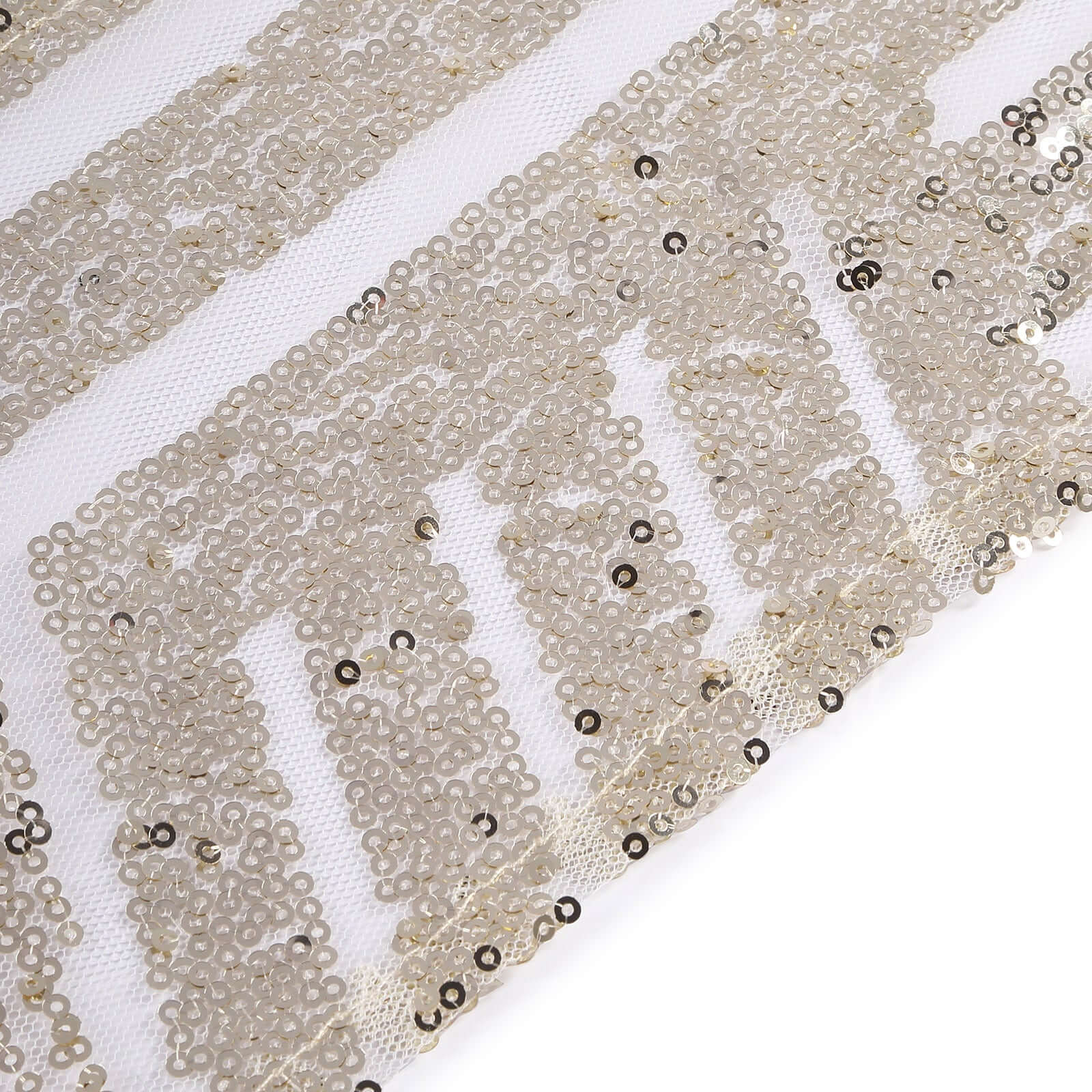 Hot Deal! 5-Pack Champagne Glitz Sequin Chair Sashes with Geometric Diamond Design