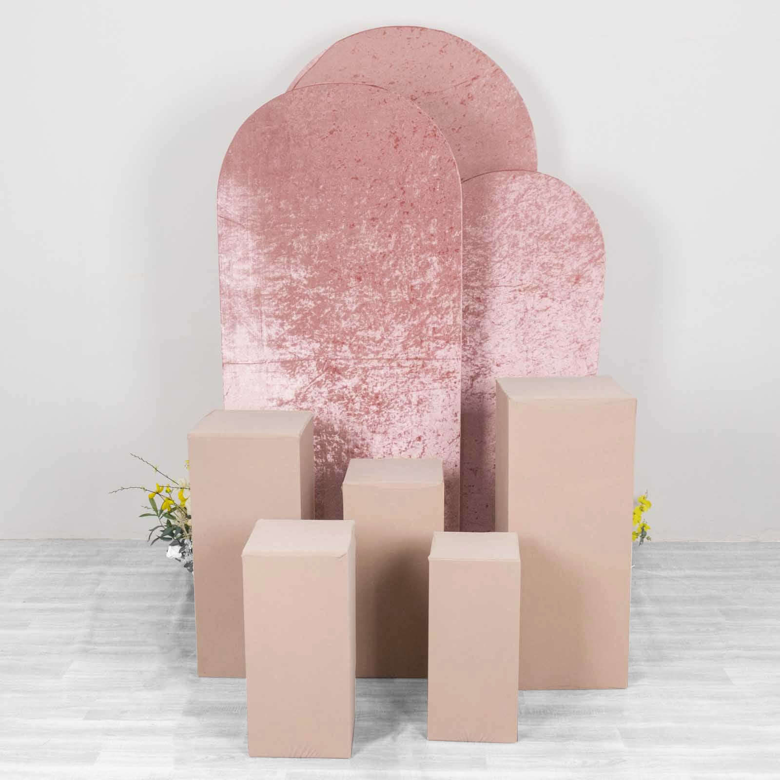 5-Piece Set of Stretchable Nude Spandex Rectangle Pedestal Stand Covers - 160 GSM