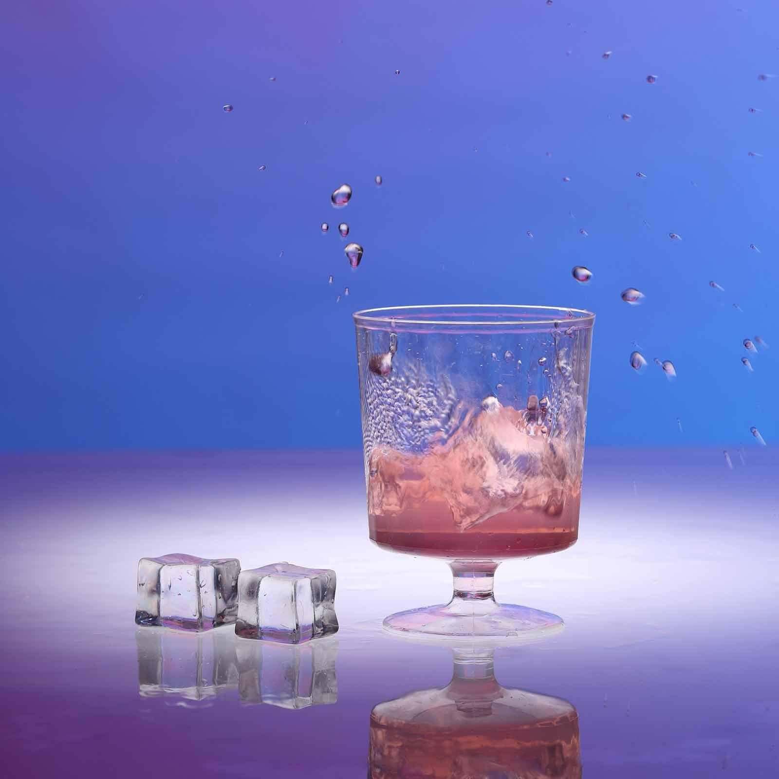 12-Piece Set of Clear Short Stem Plastic Wine Glasses - 8oz Durable Disposable Drinkware