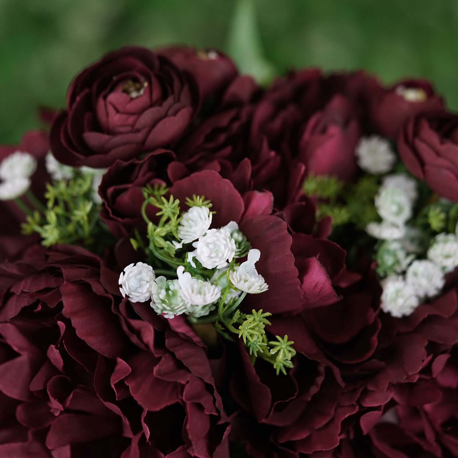 Hot Sale! 12-piece Burgundy Artificial Silk Peony Bouquet for Various Decorations