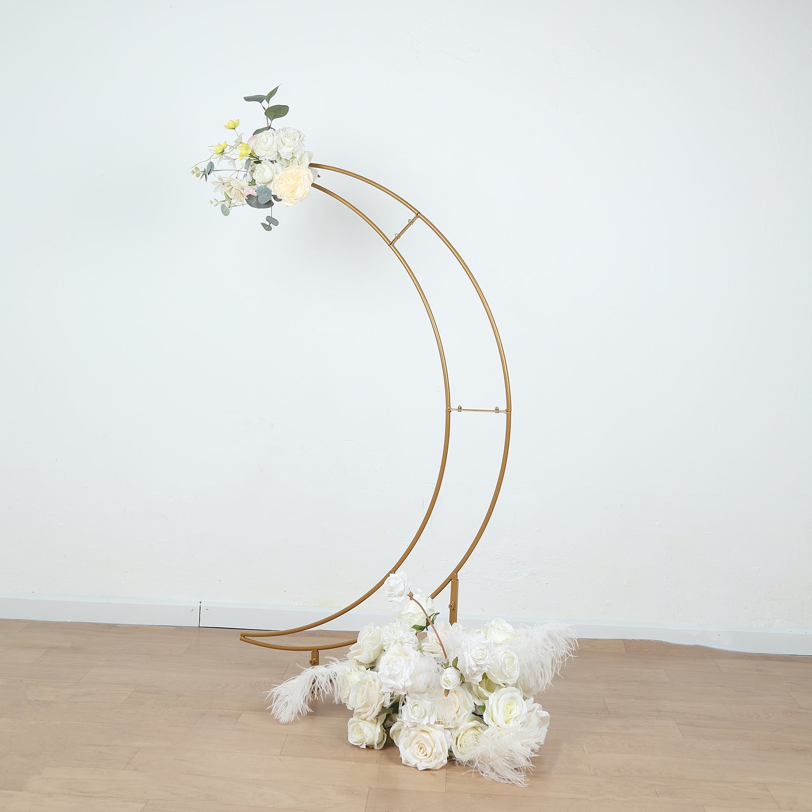 4ft Gold Metal Half Crescent Moon Wedding Arbor - Ideal Table Top Centerpiece