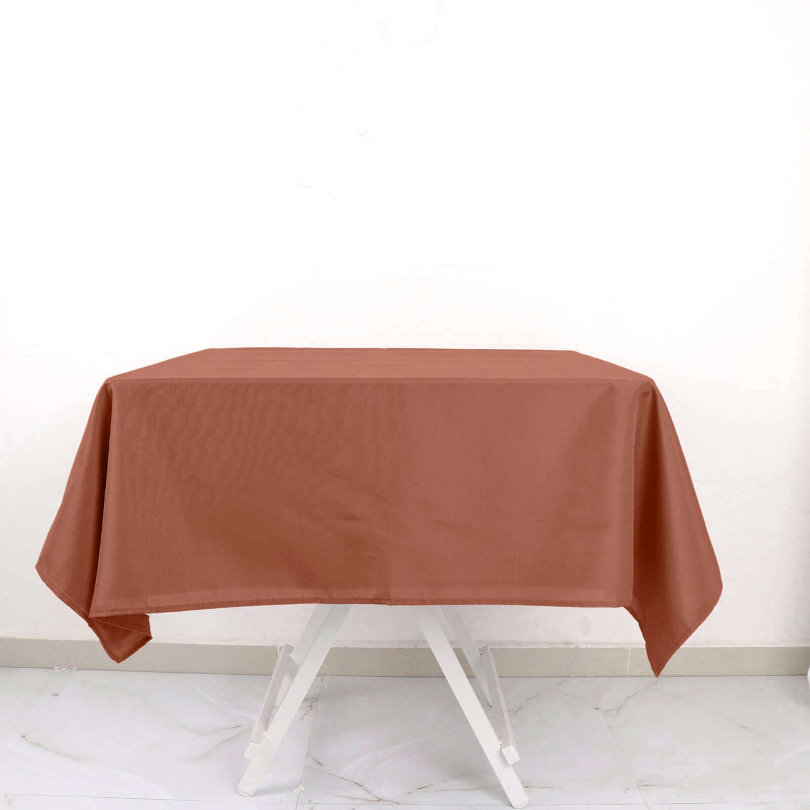 Wrinkle-Resistant & Durable 54x54 Polyester Square Terracotta (Rust) Tablecloth