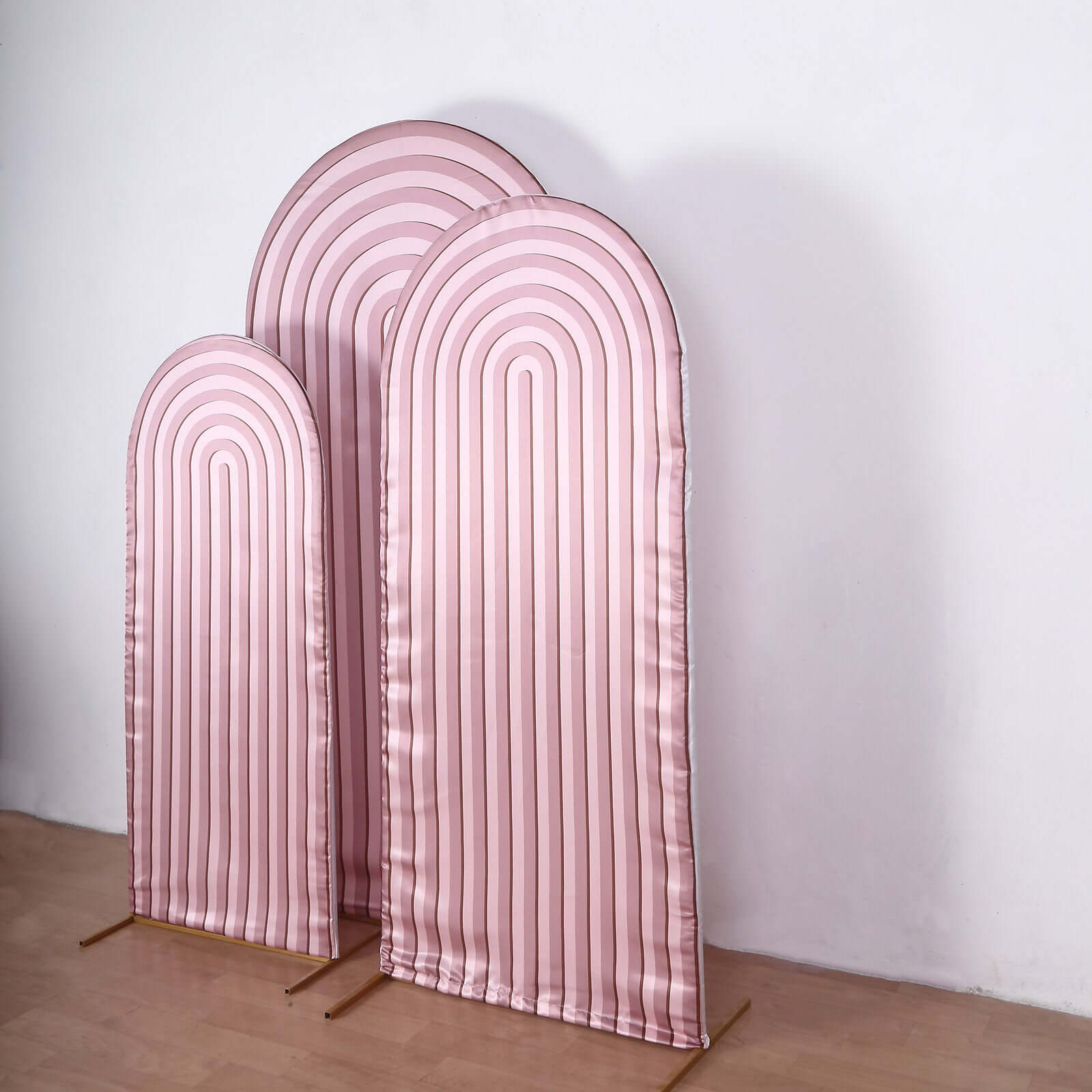 Hot! Set of 3 Dusty Rose Ripple Satin Wedding Arch Covers - 5ft, 6ft, 7ft