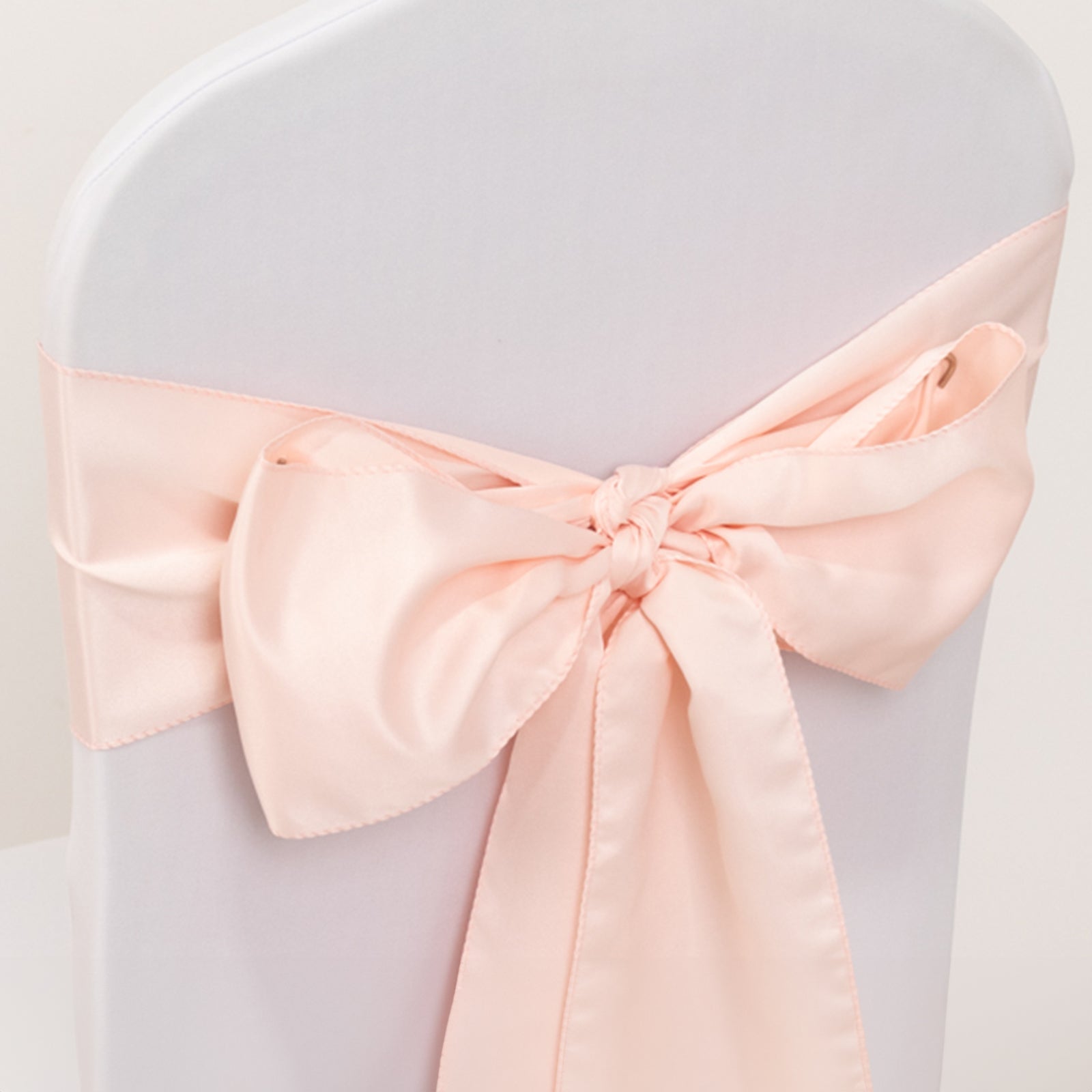 5-Piece Set of Blush Lamour Satin 6x106 Chair Sashes - Reusable Decorative Bows