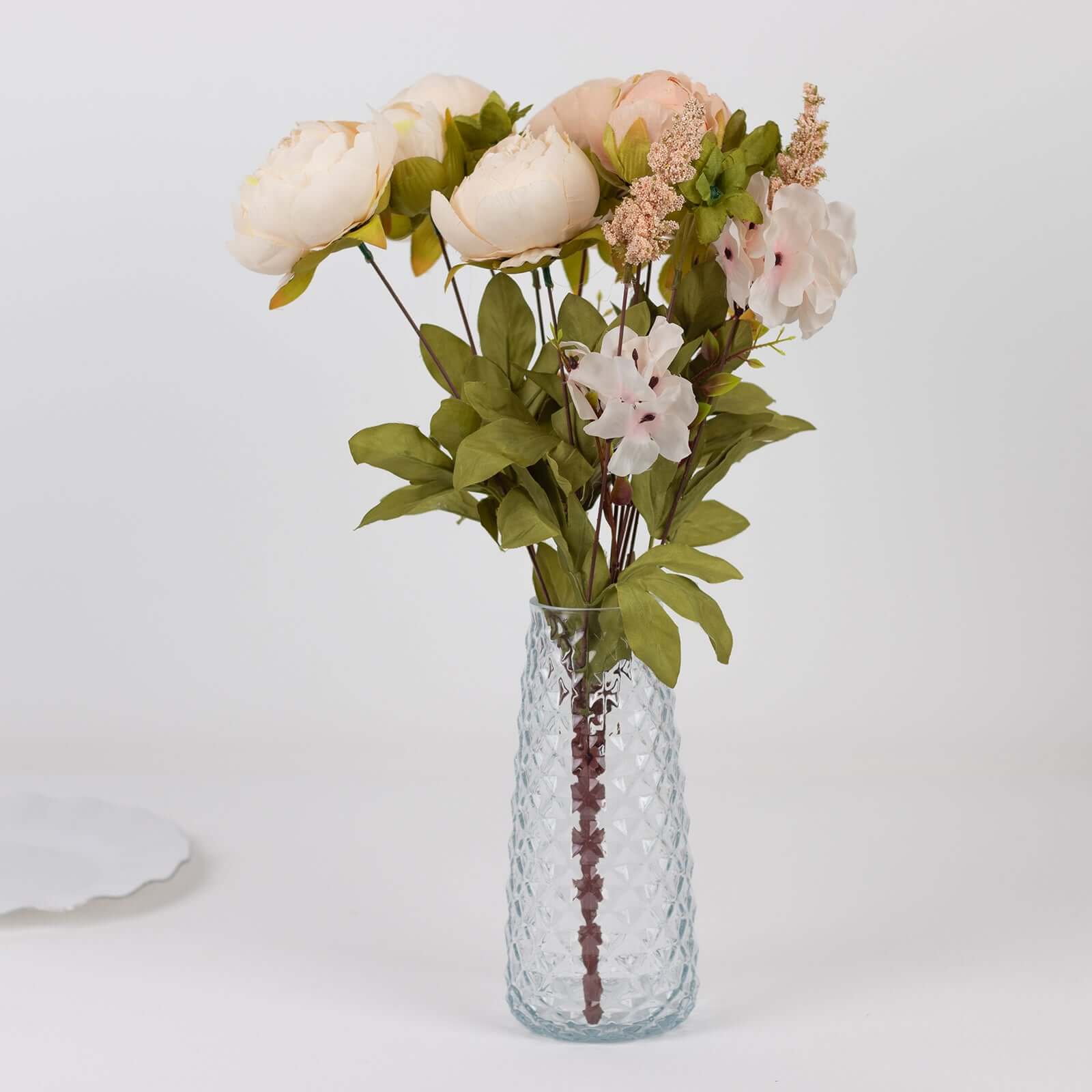 6-Pack Clear Glass Urn Vases with Diamond Cut Pattern - Ideal for Event Decor, 8.5 Inches