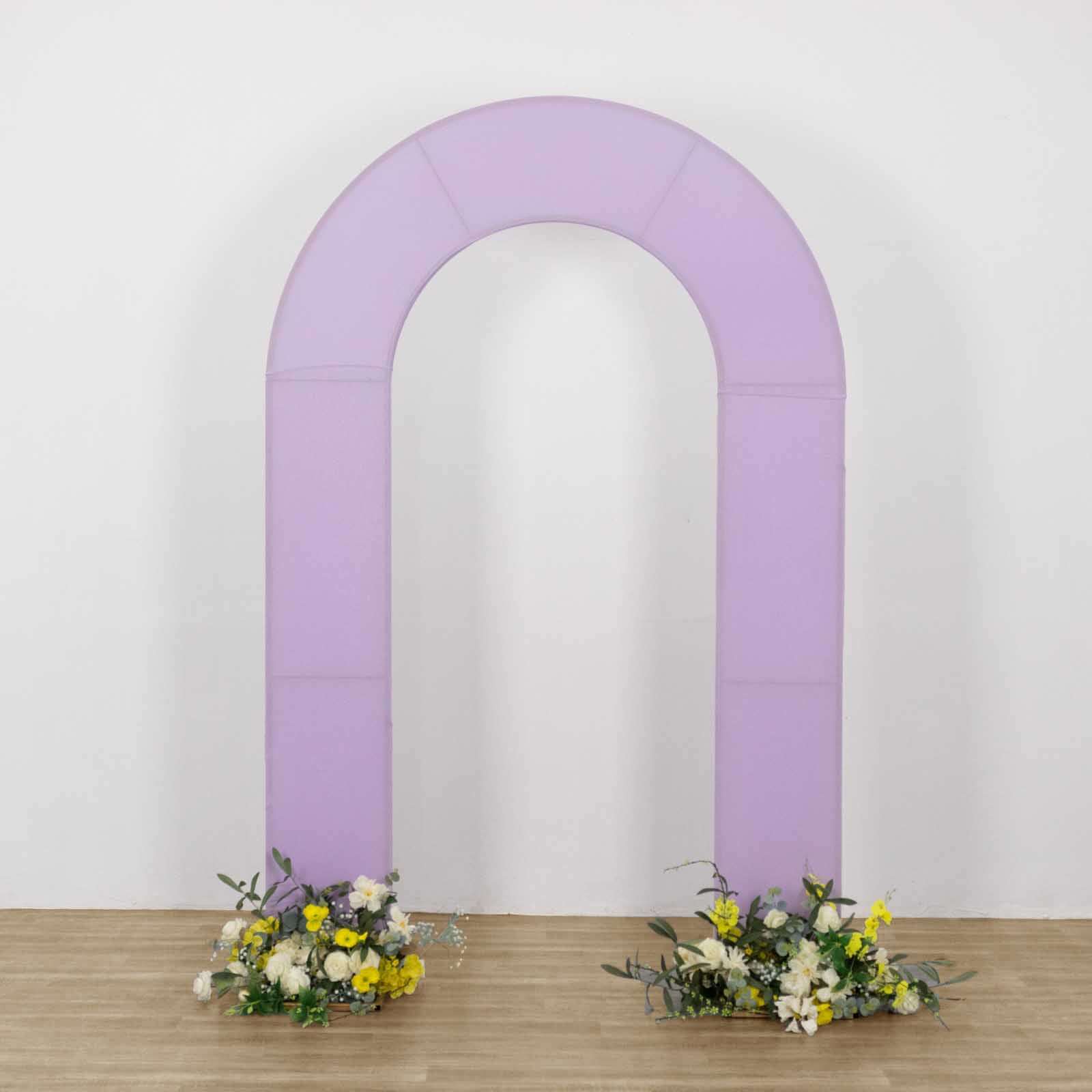 Premium 8ft Lavender Lilac Spandex U-Shaped Wedding Arch Cover