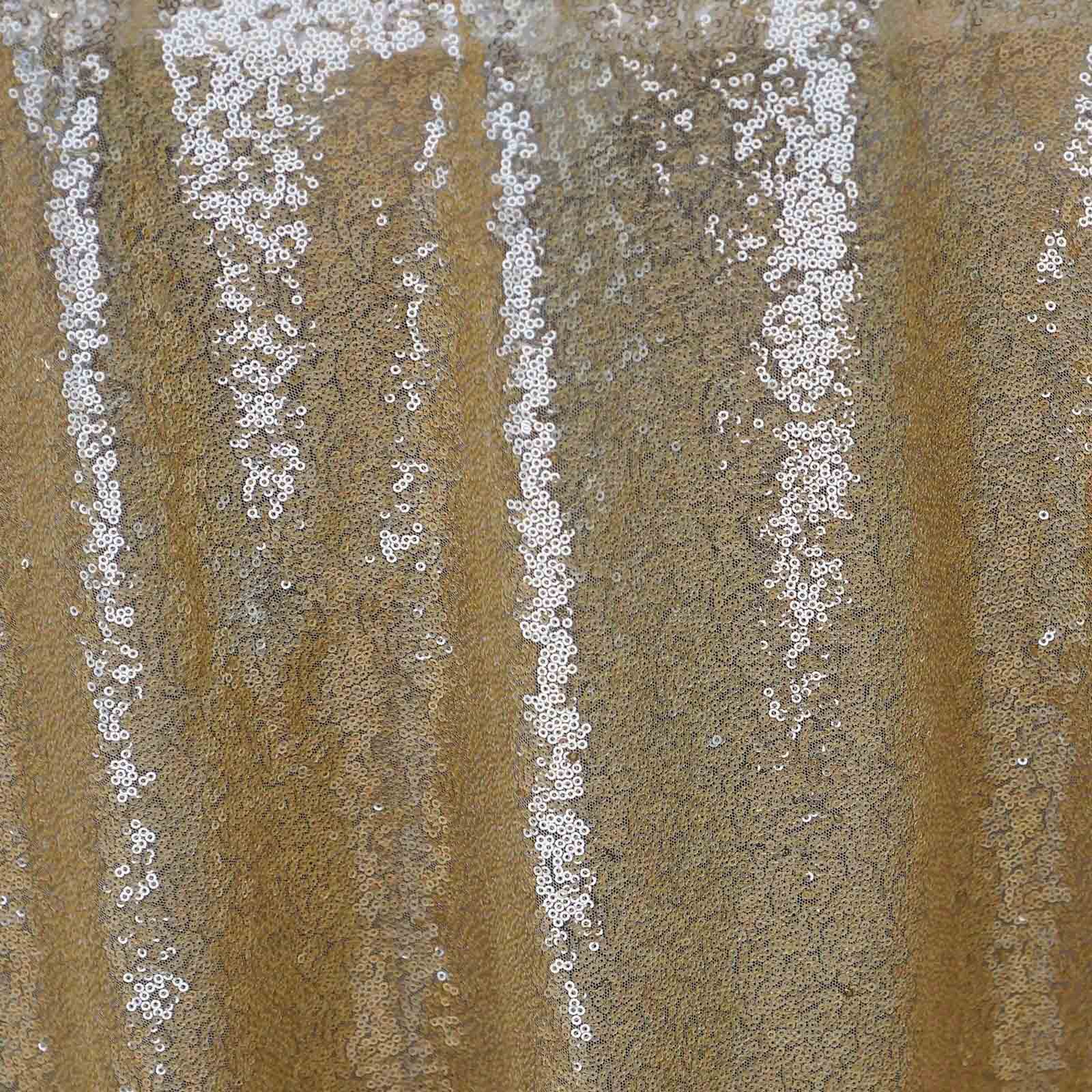 Champagne Seamless Round Sequin Tablecloth, 132-Inch Dazzling Cover
