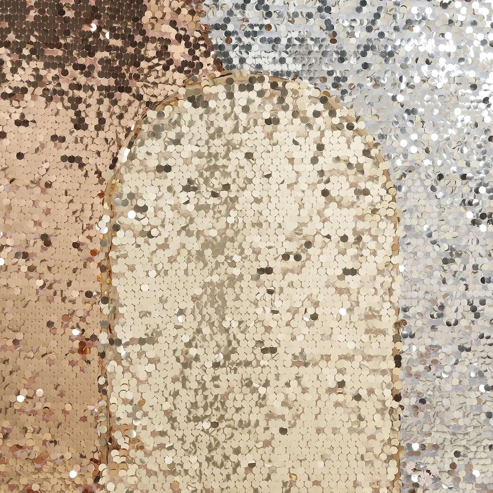 Sparkly 5ft Champagne Double-Sided Sequin Backdrop Cover for Wedding Arch - Perfect Decor!