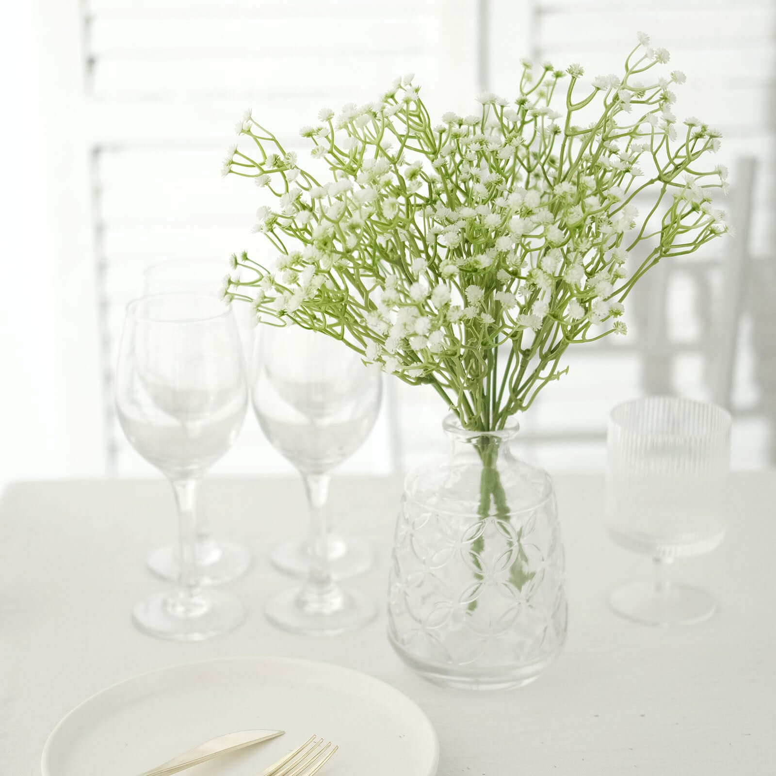 Hot Sale! 3 Pieces of 14-Inch Artificial White Baby’s Breath Gypsophila Flower Arrangements for Indoor Decor