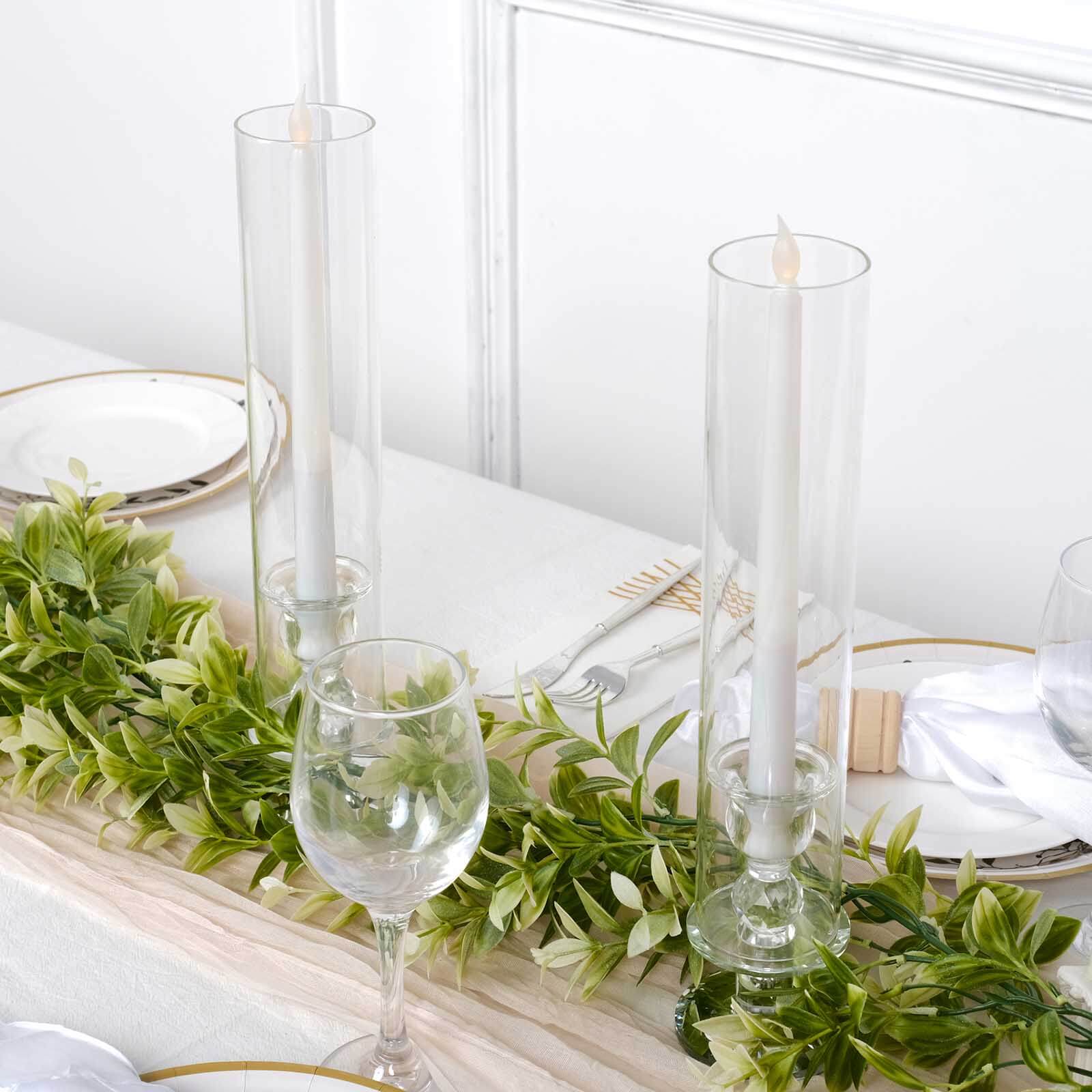 Hot Deal! 2-Pack Clear Crystal Hurricane Taper Candle Holders, 14-Inch Tall