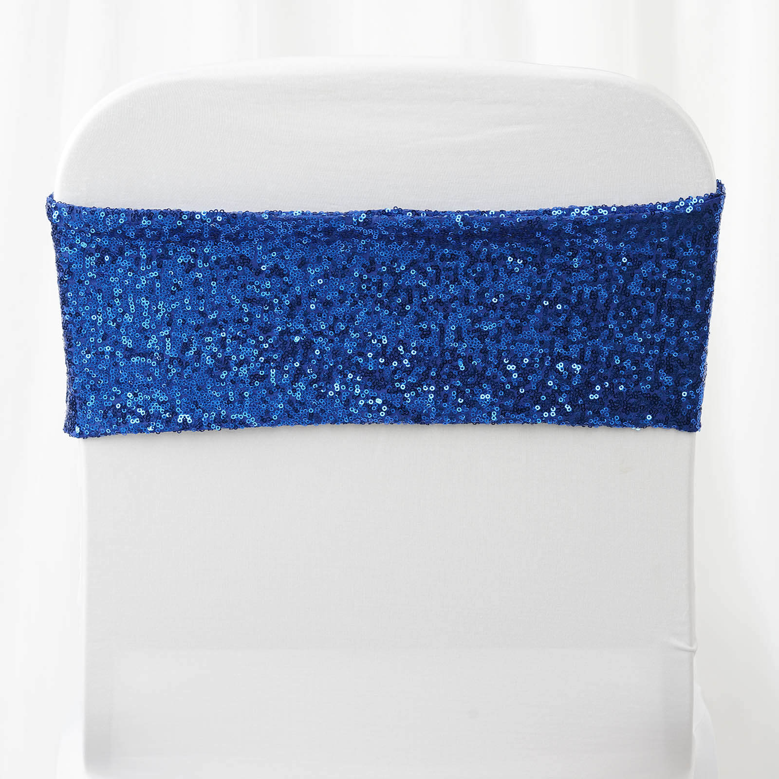 Special Offer! 5-Piece Royal Blue Sequin Spandex Stretch Chair Sashes for Weddings and Parties