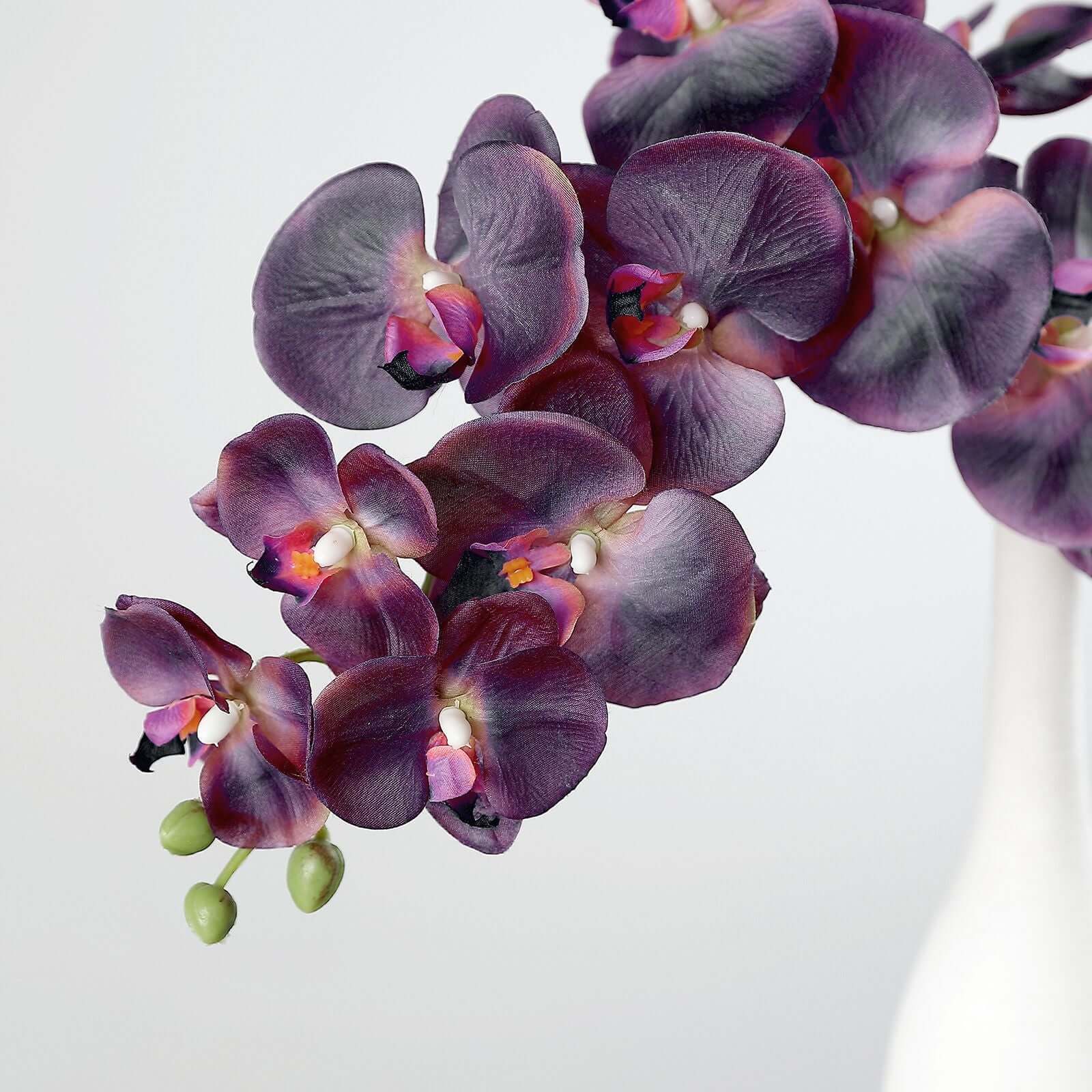 Hot Sale! 2 Stems 40-Inch Tall Eggplant-Colored Artificial Silk Orchid Flower Bouquets for Decor