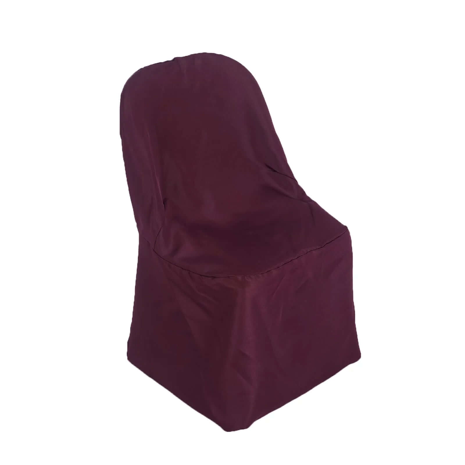 10-Piece Wrinkle-Free, Stain-Resistant Burgundy Polyester Slip-On Chair Covers for Folding Chairs