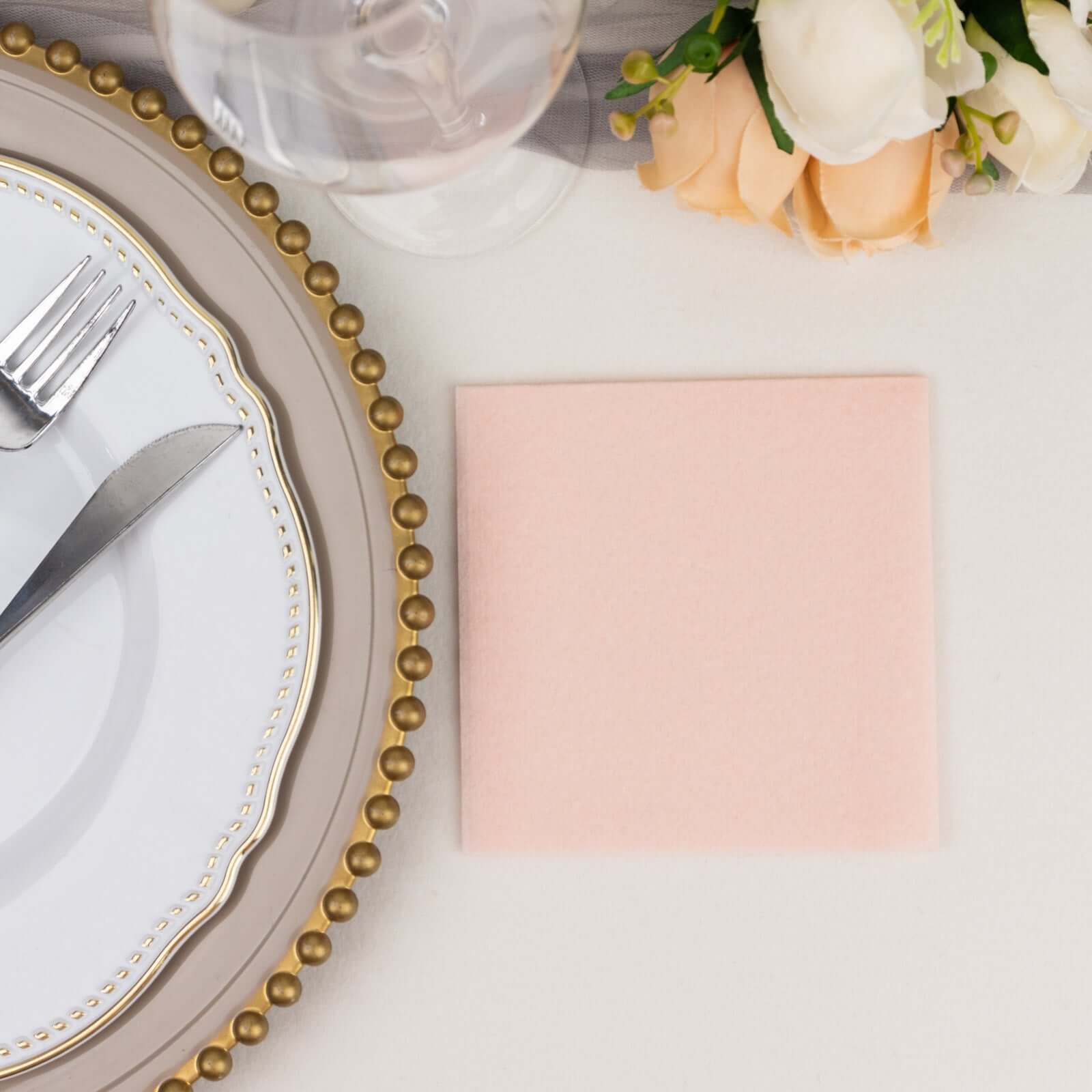 20-Piece Set of Blush 5x5 Airlaid Napkins - Soft, Absorbent & Linen-Like