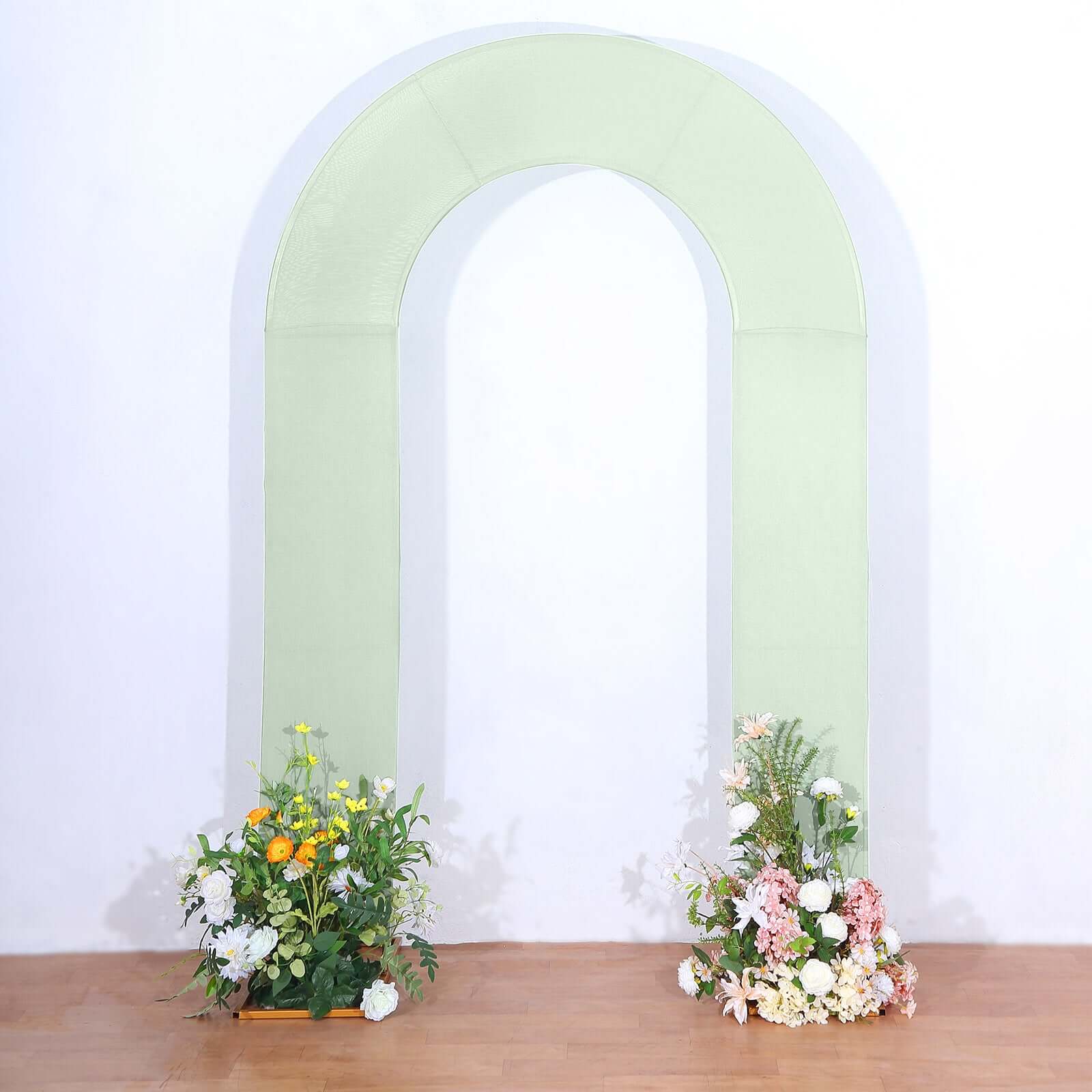 Premium 8ft Sage Green Spandex U-Shaped Wedding Arch Cover - Perfect for Events