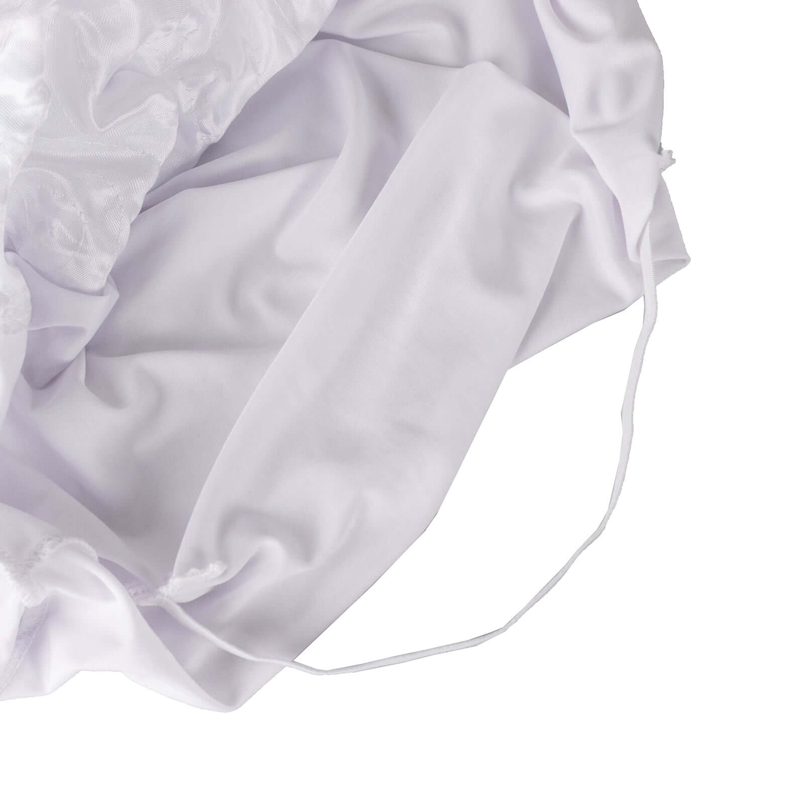Premium White Spandex Slipcover for Folding Chairs with Satin Rosette Design - Ideal for Classy Events