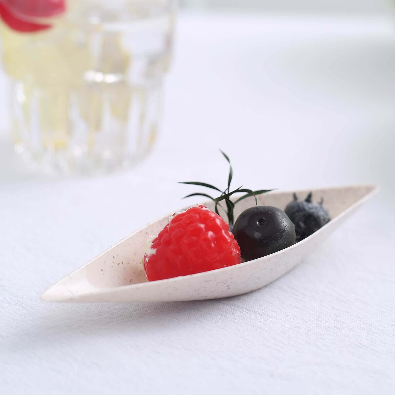 Hot! 24-Pack Biodegradable Mini Wheat Straw Fiber Boat-Shaped Snack Plates for Desserts