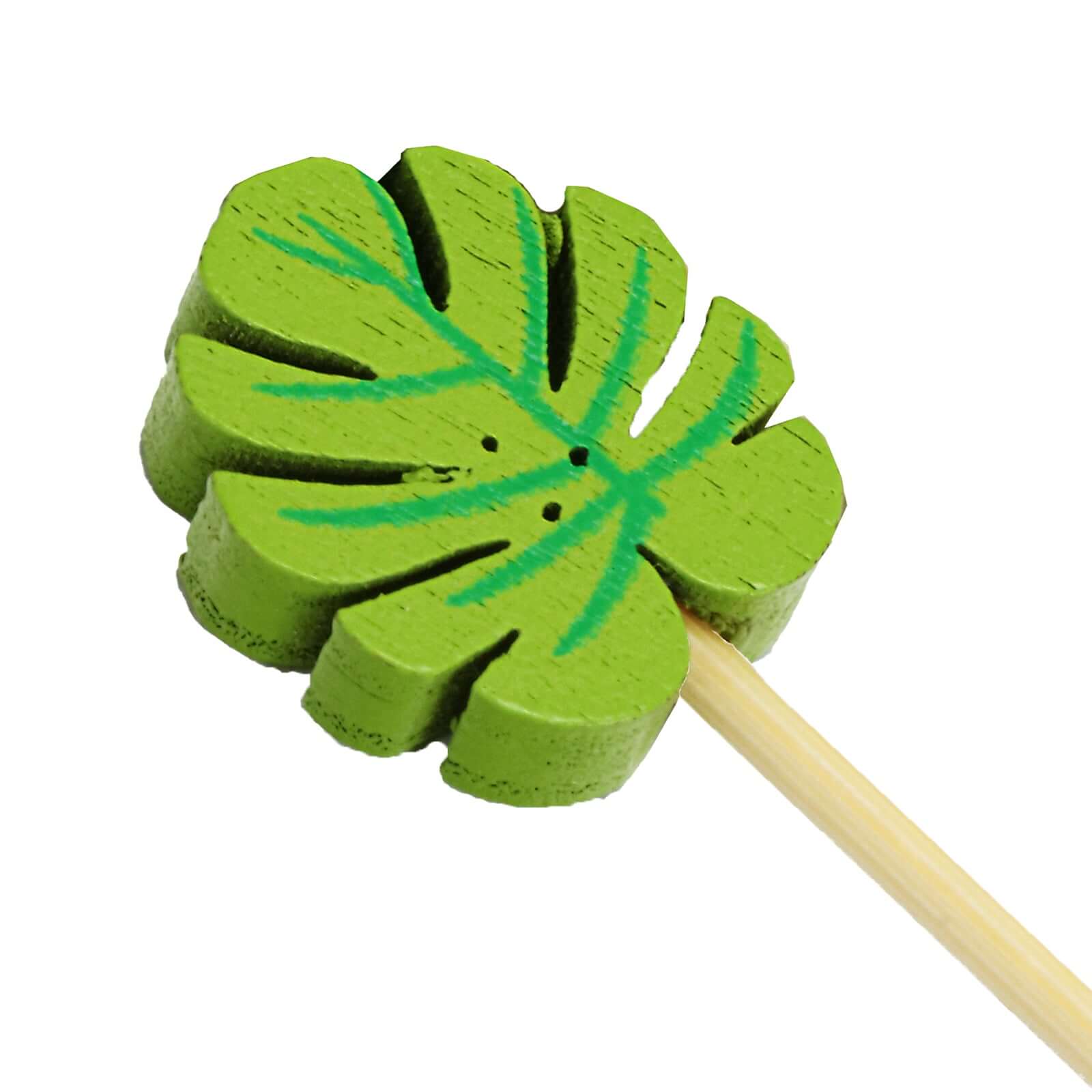 100-Piece Set of Eco-Friendly Bamboo Cocktail Picks with Tropical Leaf Design, 5 Inches Long