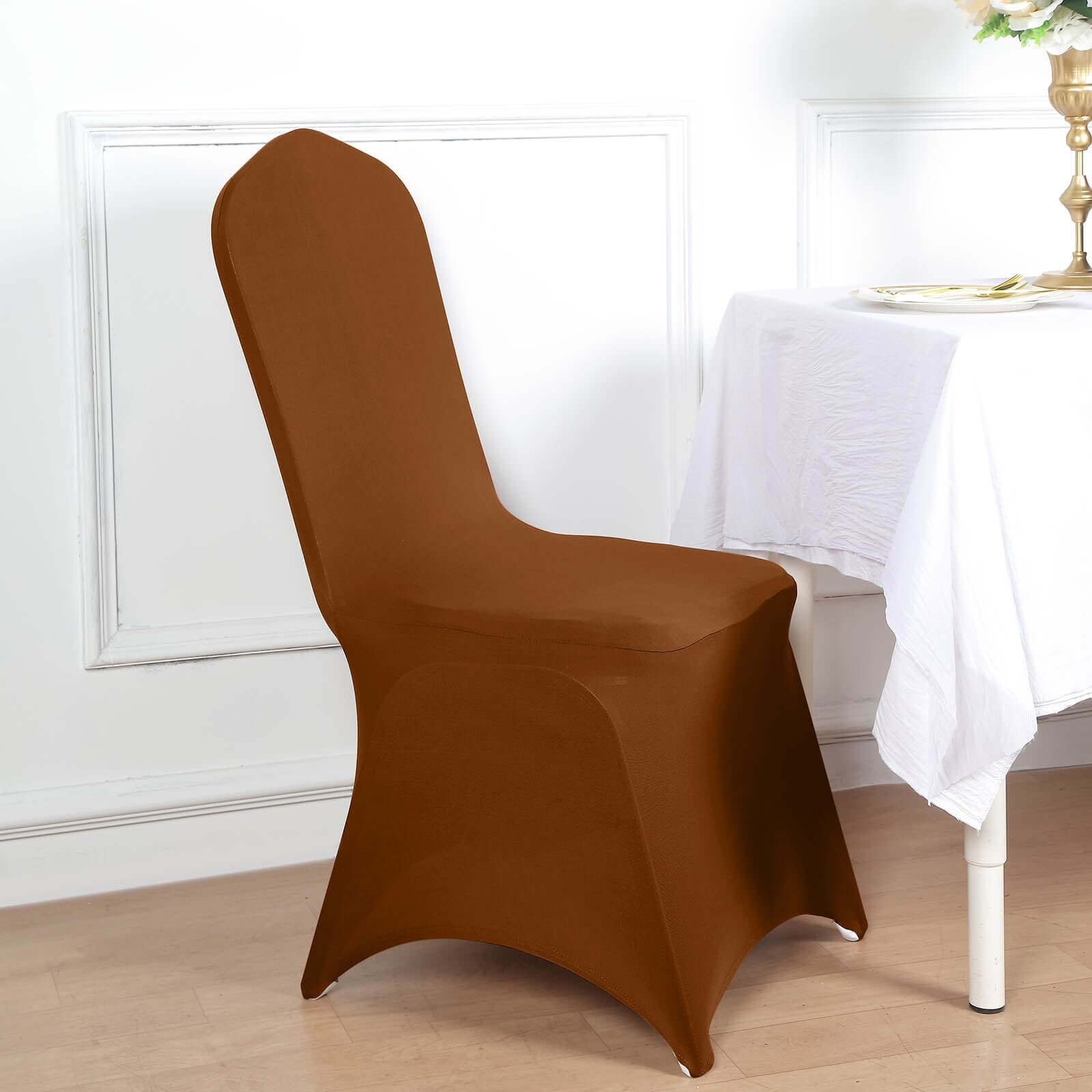 Cinnamon Brown Stretch Spandex 160GSM Slip-On Chair Cover for Banquet Chairs