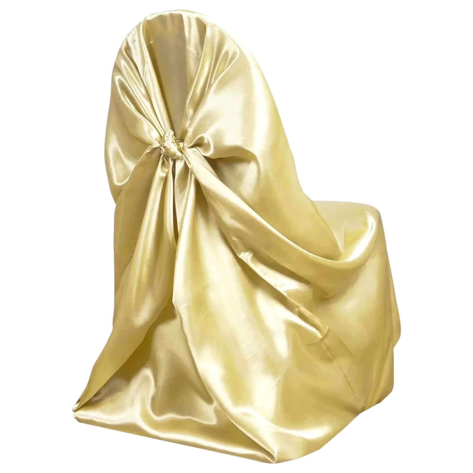 Champagne Satin Self-Tie Chair Cover - Universal Design for Multiple Chair Types, Durable Slip-On