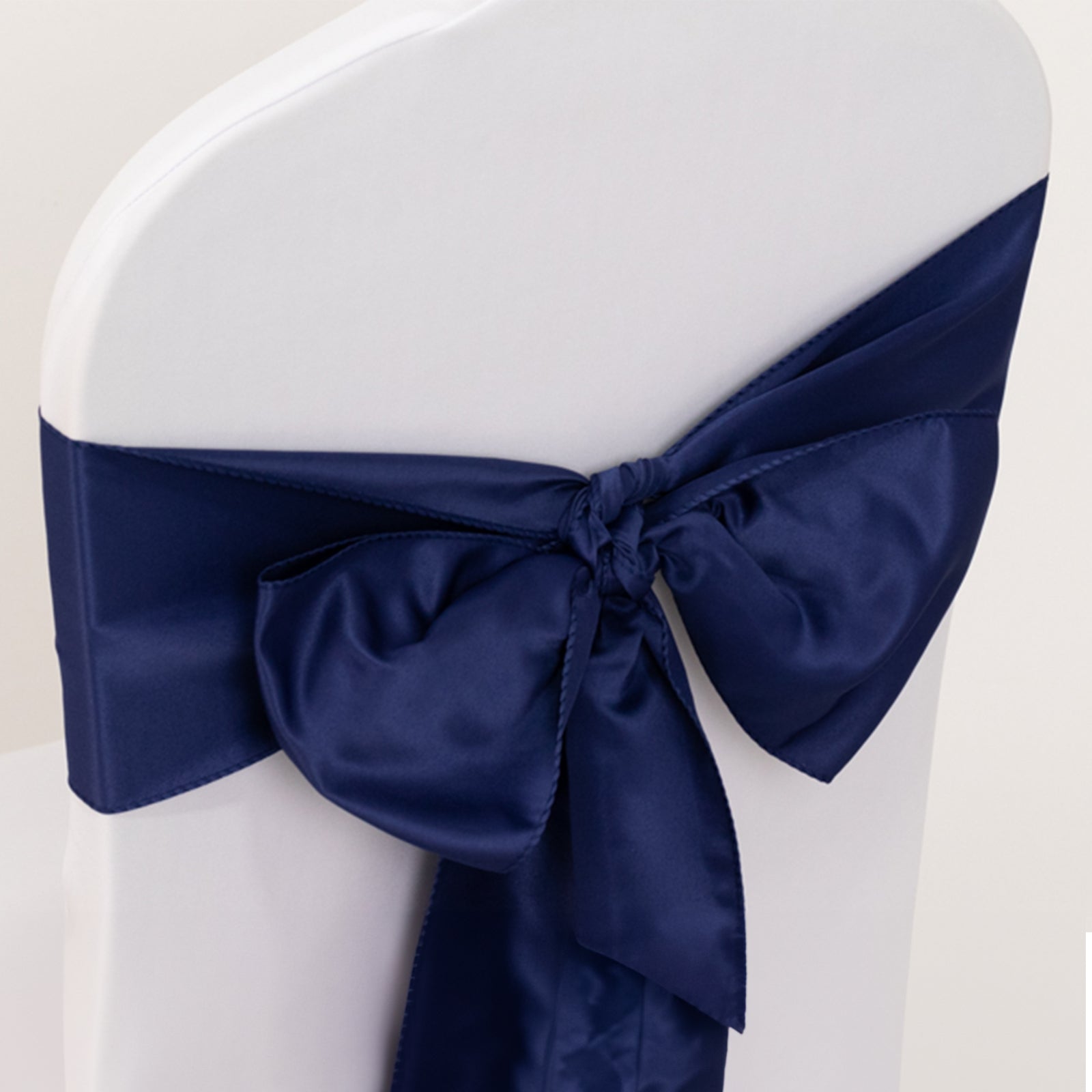Navy Blue Lamour Satin 6x106 Chair Sashes - Set of 5 Reusable Decorative Bows