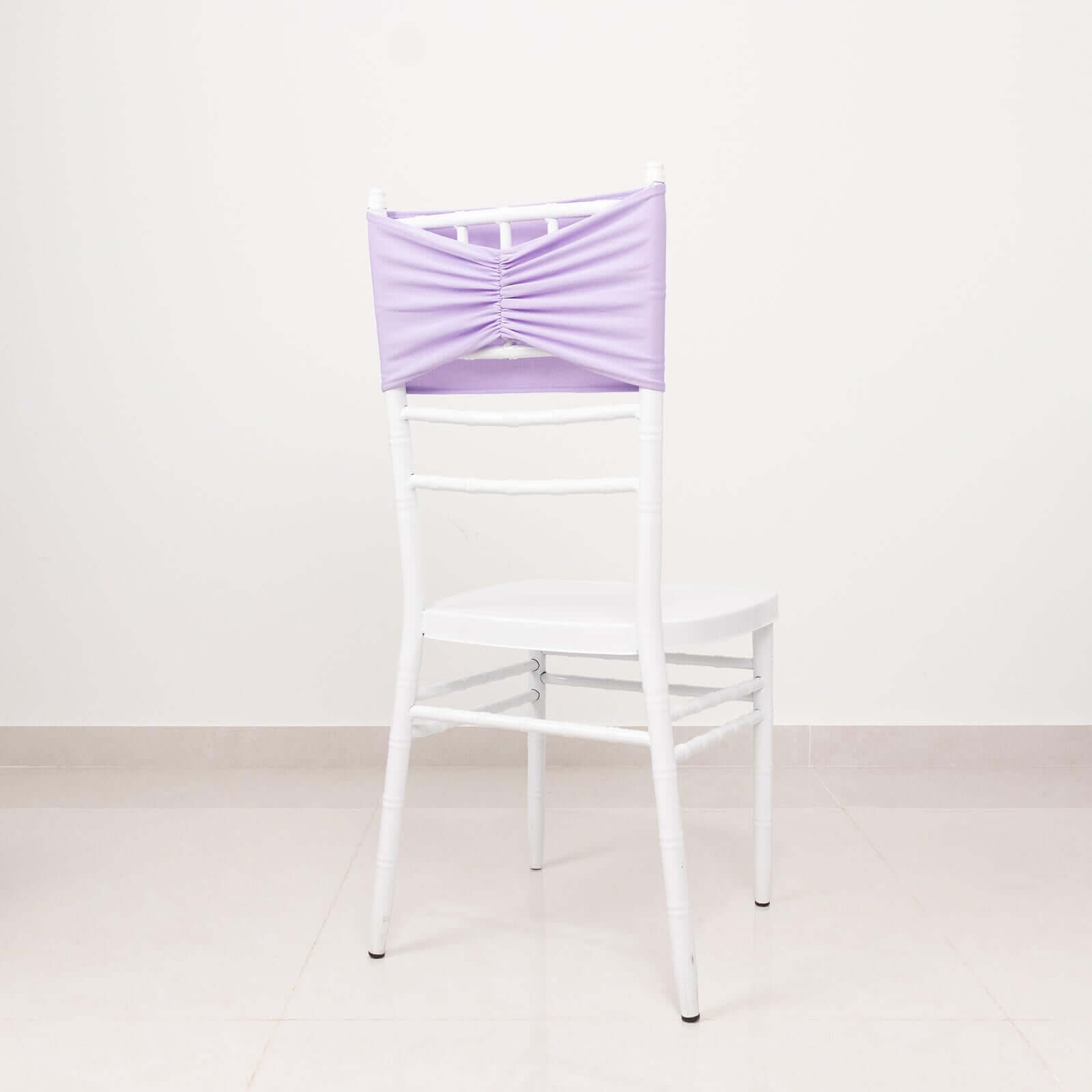 5-Pack Lavender Lilac Ruffled Spandex Chair Sashes - Wide & Easy Stretch Bands