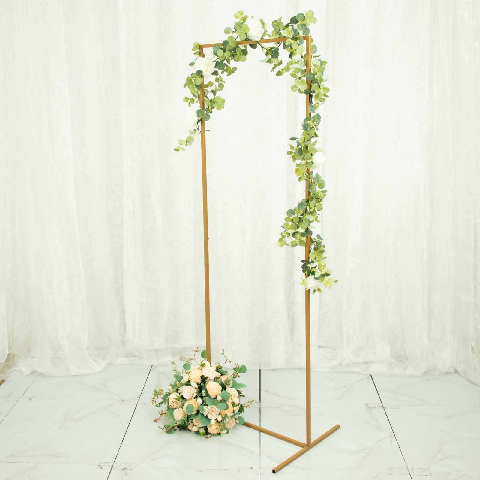 5.5ft Rectangular Gold Metal Frame for Wedding Arch, Floral Display