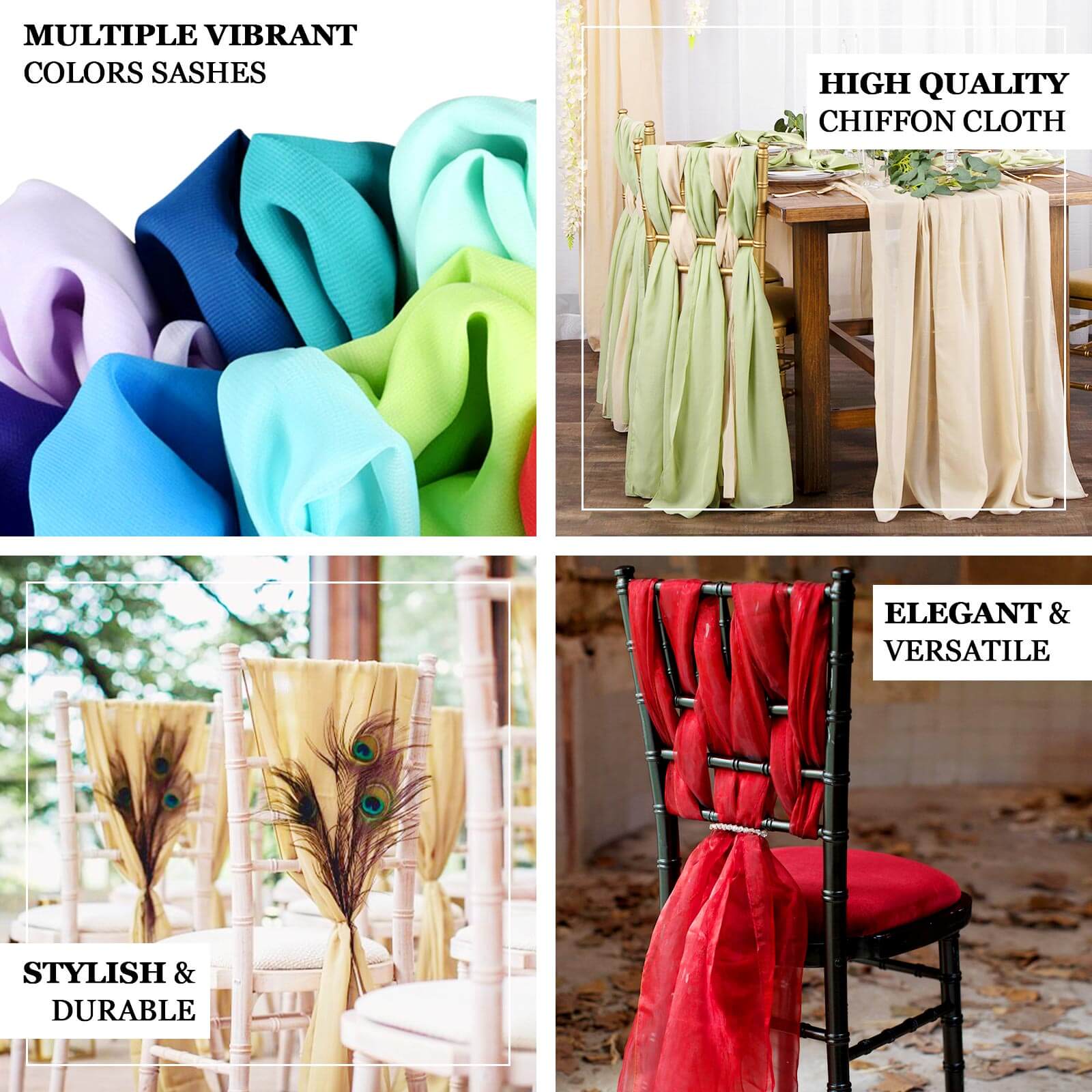 5-Pack Premium Mauve/Cinnamon Rose Chiffon Chair Sashes - Soft, Lightweight Designer Bows