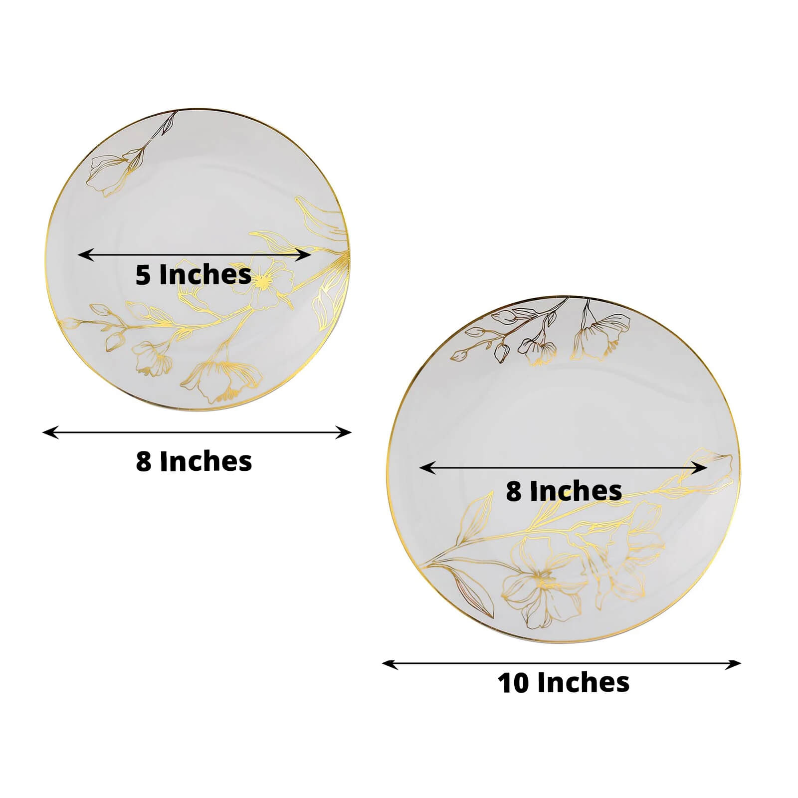 Hot Deal! Set of 20 Disposable Plastic Dinner and Dessert Plates in White with Gold Floral Design for Special Occasions