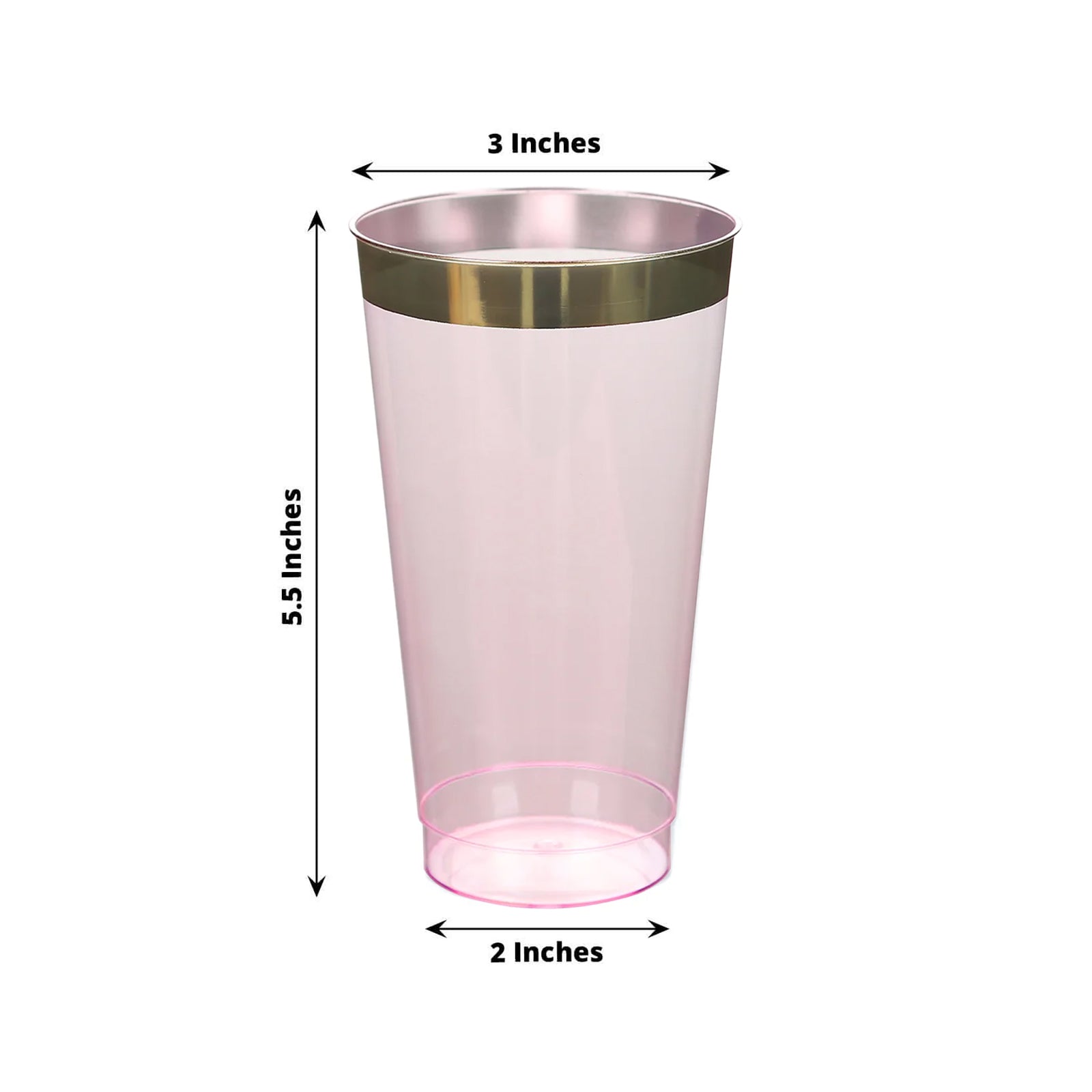 Hot Deal! 12-Pack 17oz Durable Disposable Plastic Party Cups with Transparent Blush and Gold Rim