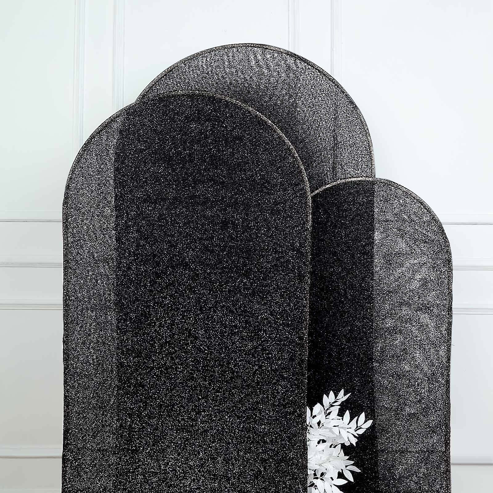 6ft Black Shimmer Tinsel Spandex Backdrop Cover for Round Top Wedding Arch - Ideal Choice