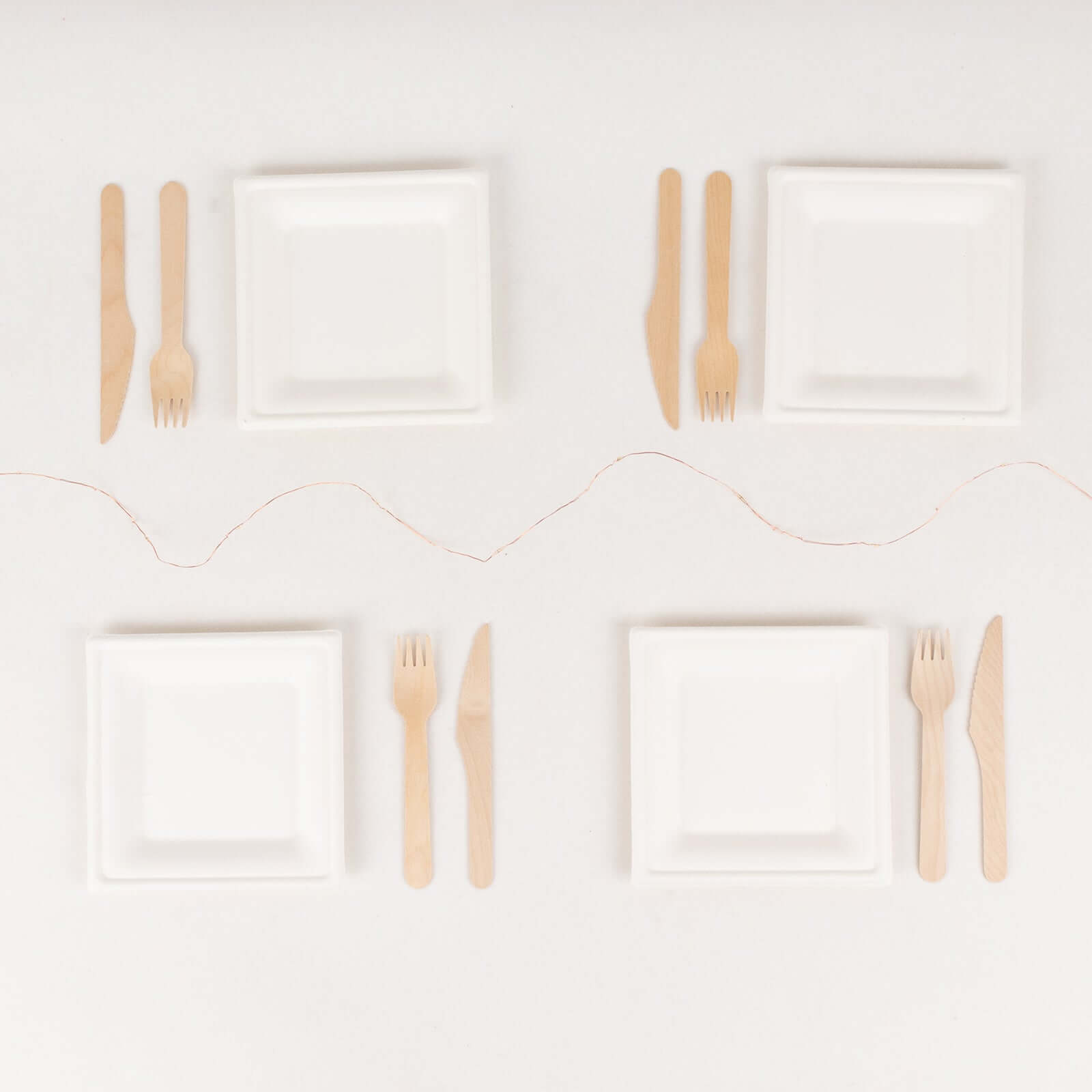 50-Pack White Biodegradable Bagasse 6" Square Dessert Plates - Ideal for Outdoor & Eco-Friendly Celebrations