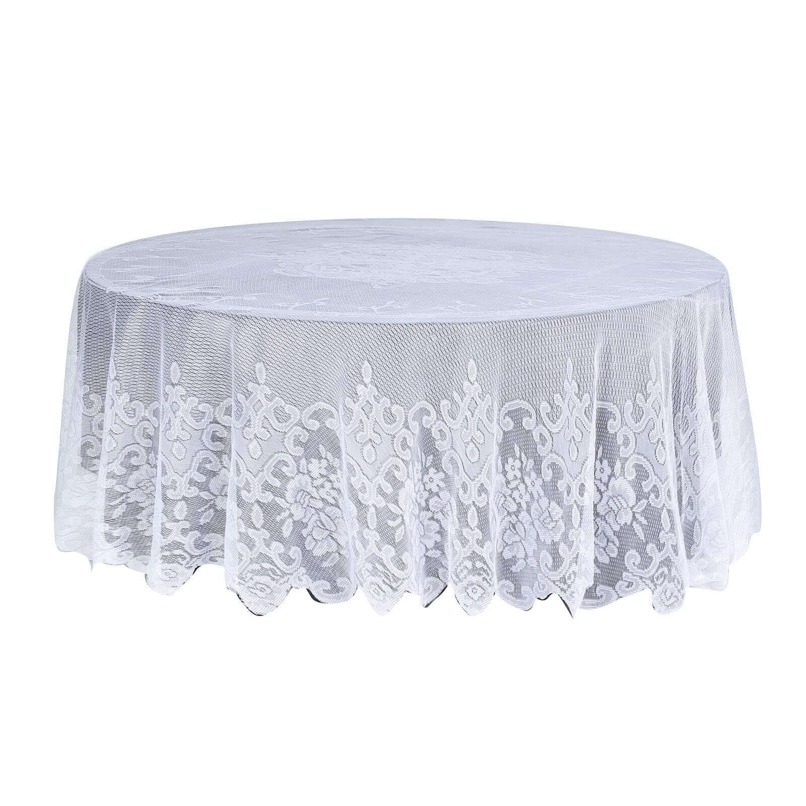 Premium White 108 Round Lace Tablecloth for Formal Events