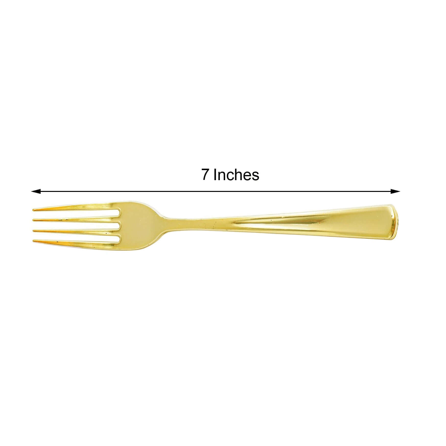 25-Piece Set of Heavy-Duty Metallic Gold Decorative Disposable Plastic Forks, 7 Inches
