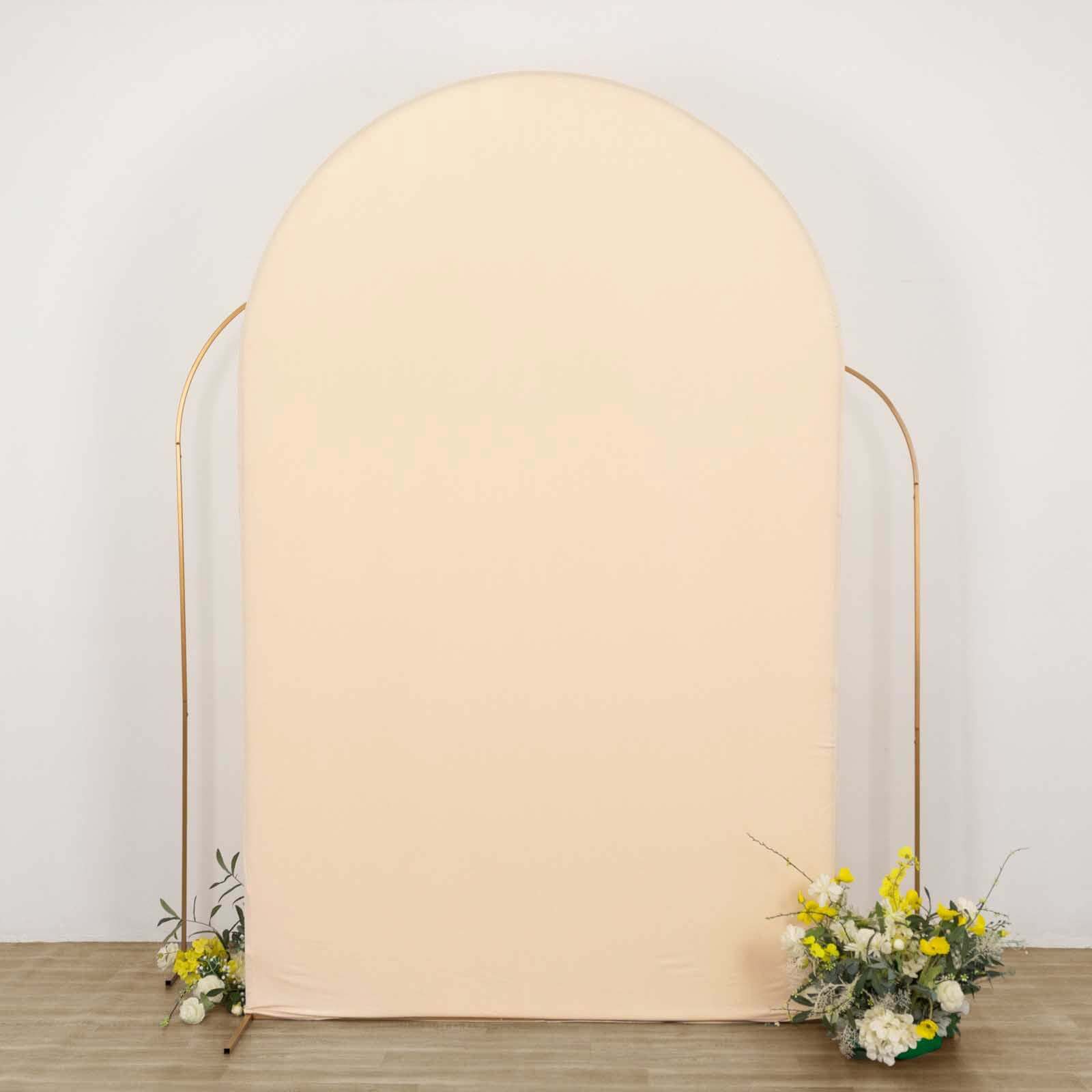 Hot Sale! 8ft Matte Beige Spandex Wedding Arch Cover for Round Top Stand