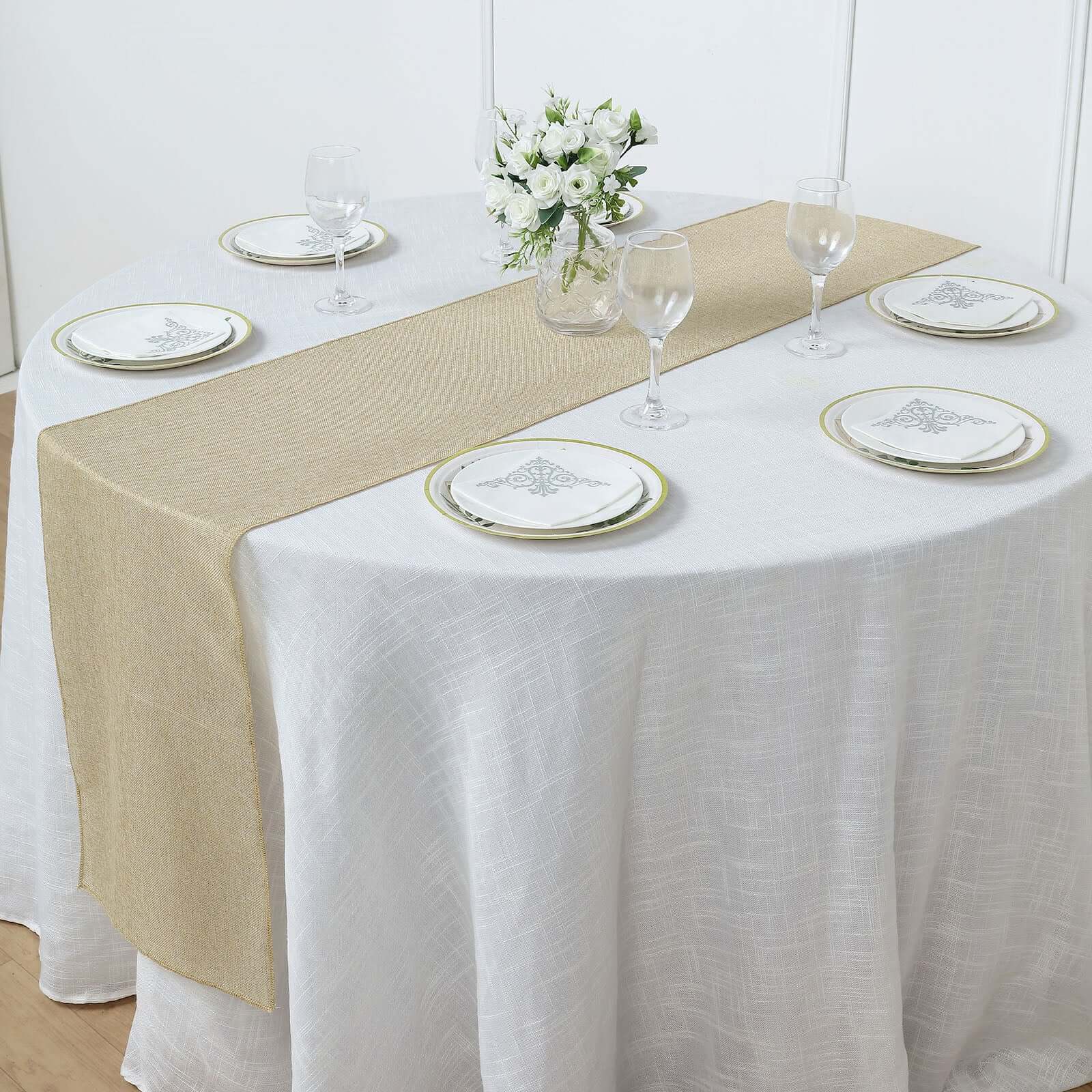 Hot! Natural Faux Linen 14x108 Table Runner for Rustic Decor