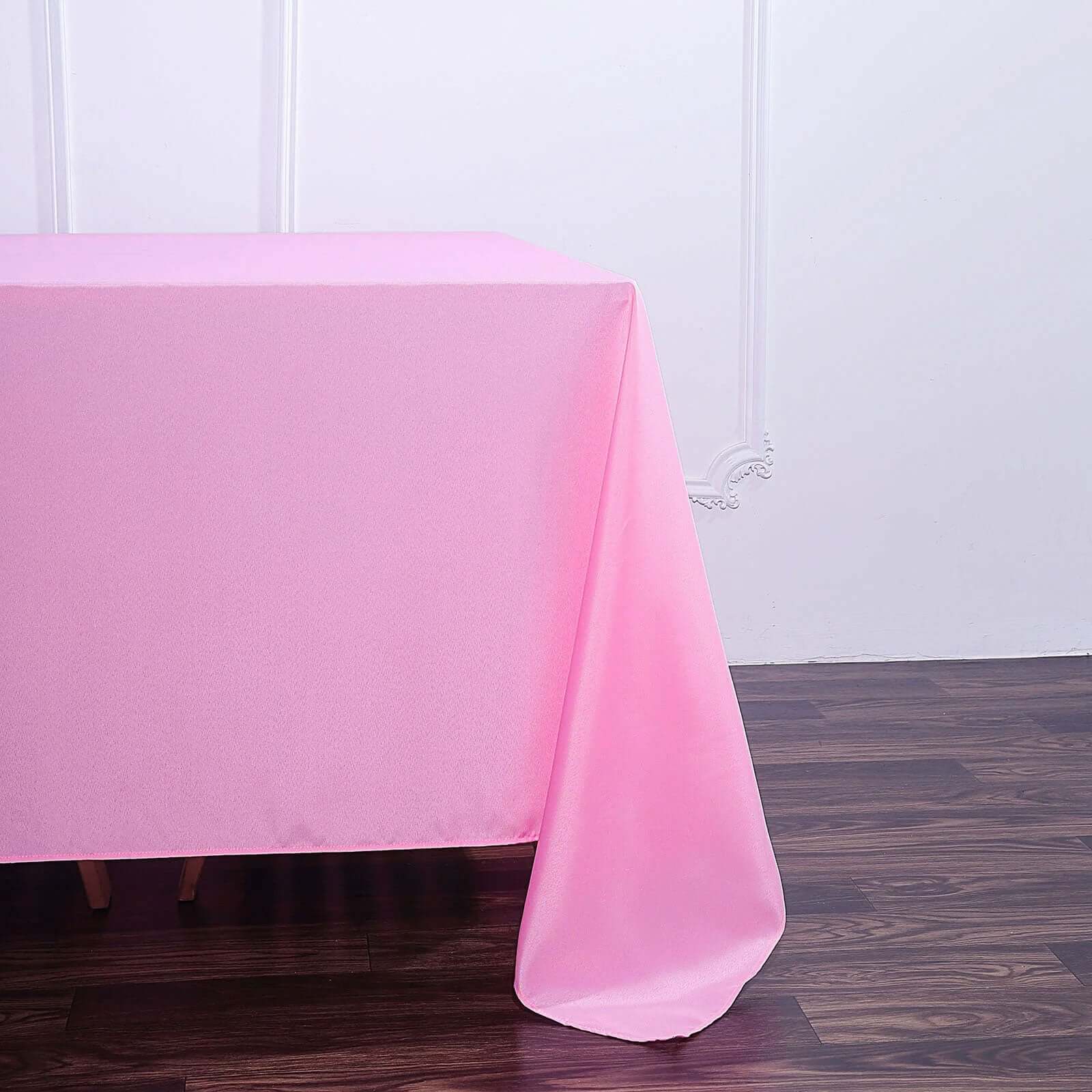 Pink 90x90 Polyester Square Tablecloth - Wrinkle-Free & Long-Lasting