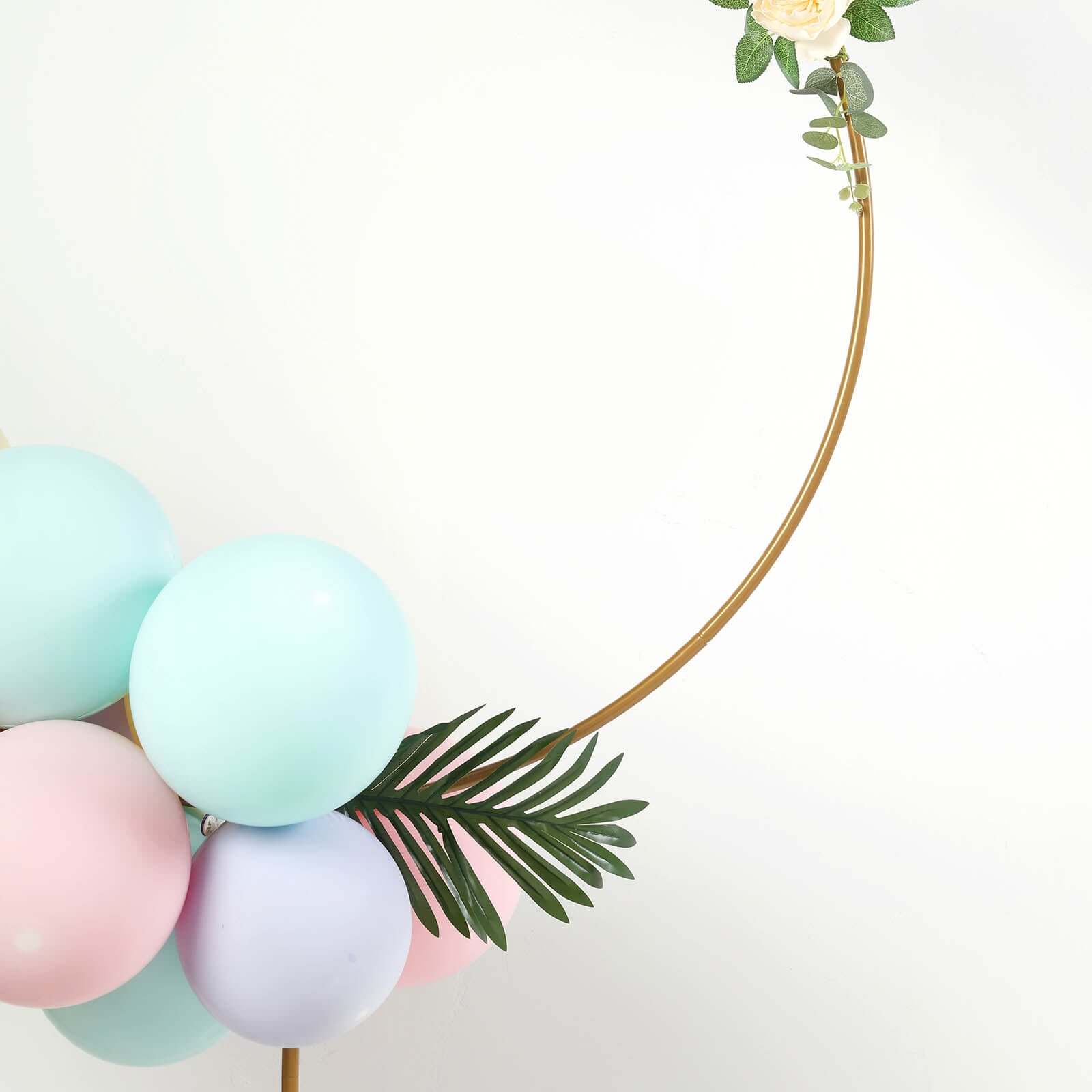 Adjustable Height 7ft Gold Metal Balloon Column with Hoop Flower Pillar Stand, Ideal for Table Centerpiece
