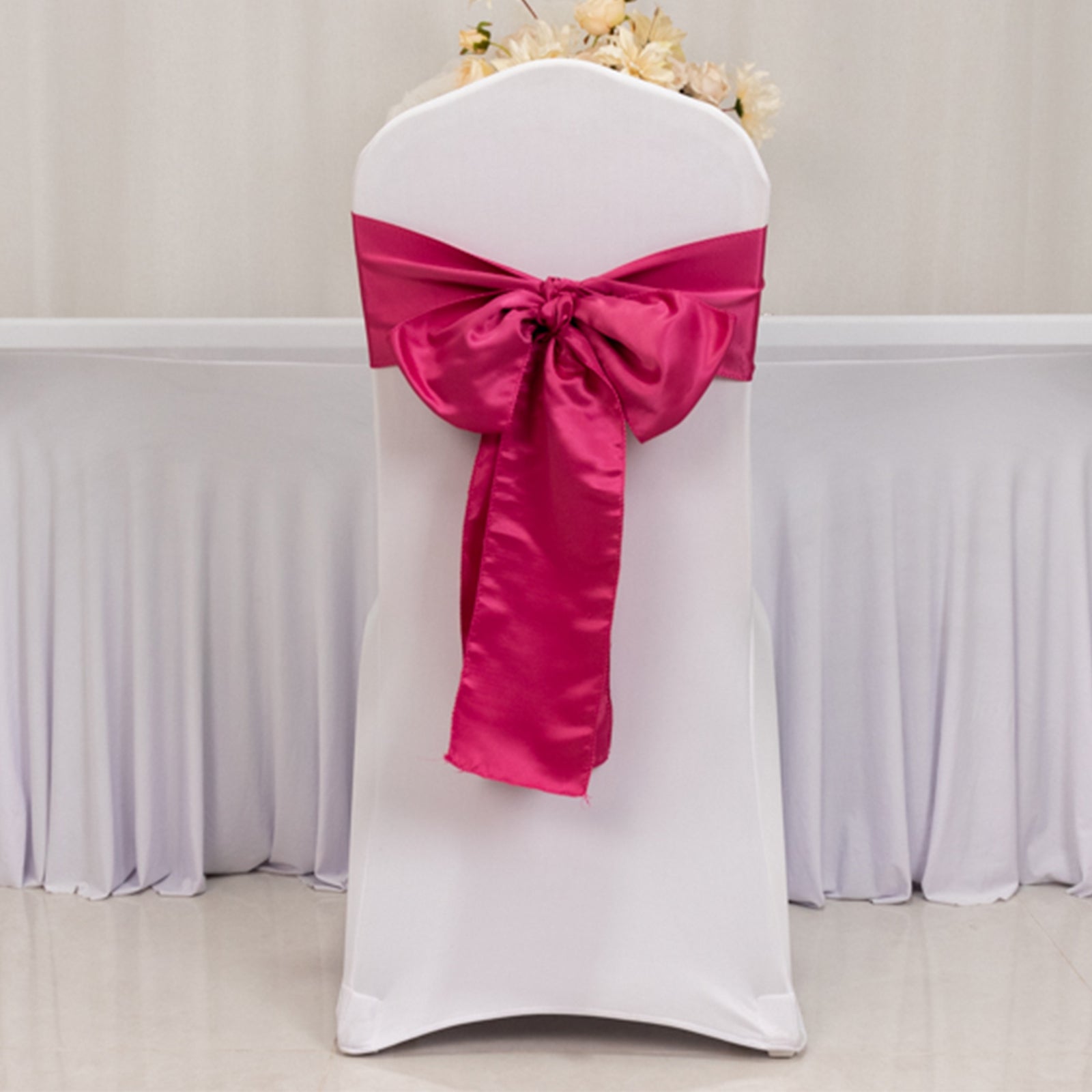 5-Pack Fuchsia Lamour Satin 6x106 Chair Sashes - Stylish & Reusable Decor