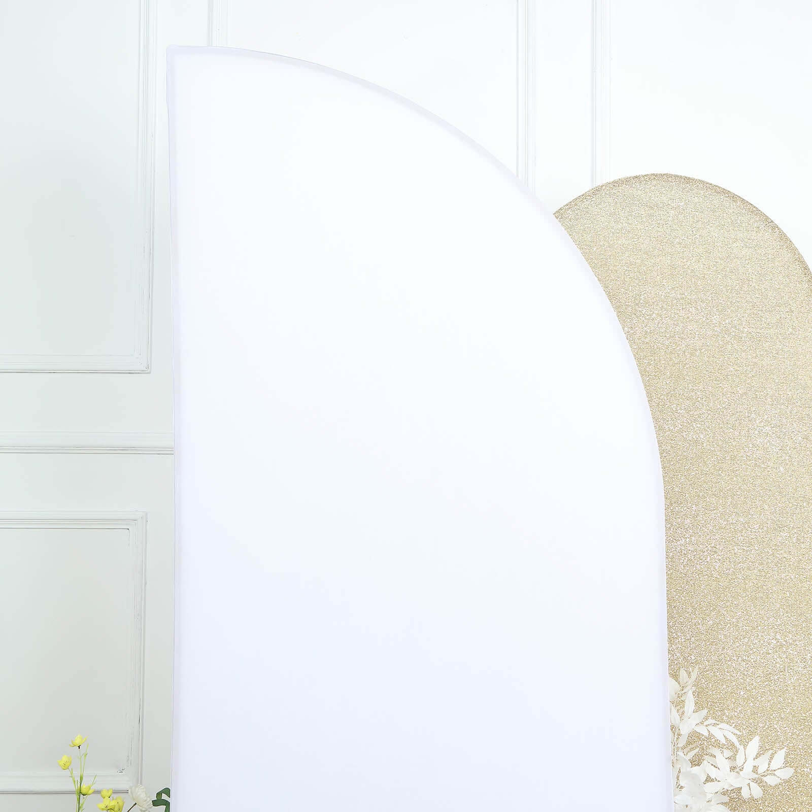 7ft Matte White Spandex Custom-Fit Double-Sided Half Moon Wedding Arch Backdrop Cover