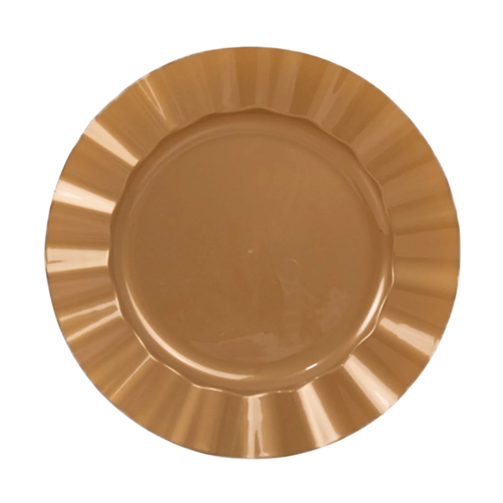 Get This 10-Pack of Sturdy Gold Plastic Round Dinner Plates with Ruffled Rim for Classy Events