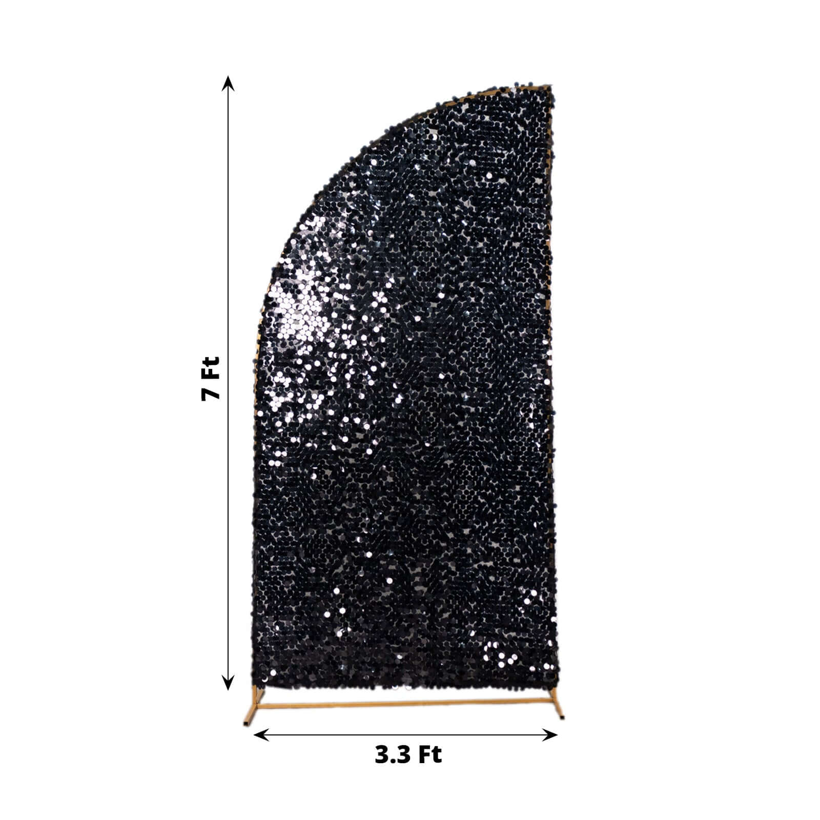 7ft Black Double-Sided Payette Sequin Chiara Cover for Half-Moon Wedding Backdrop Stand