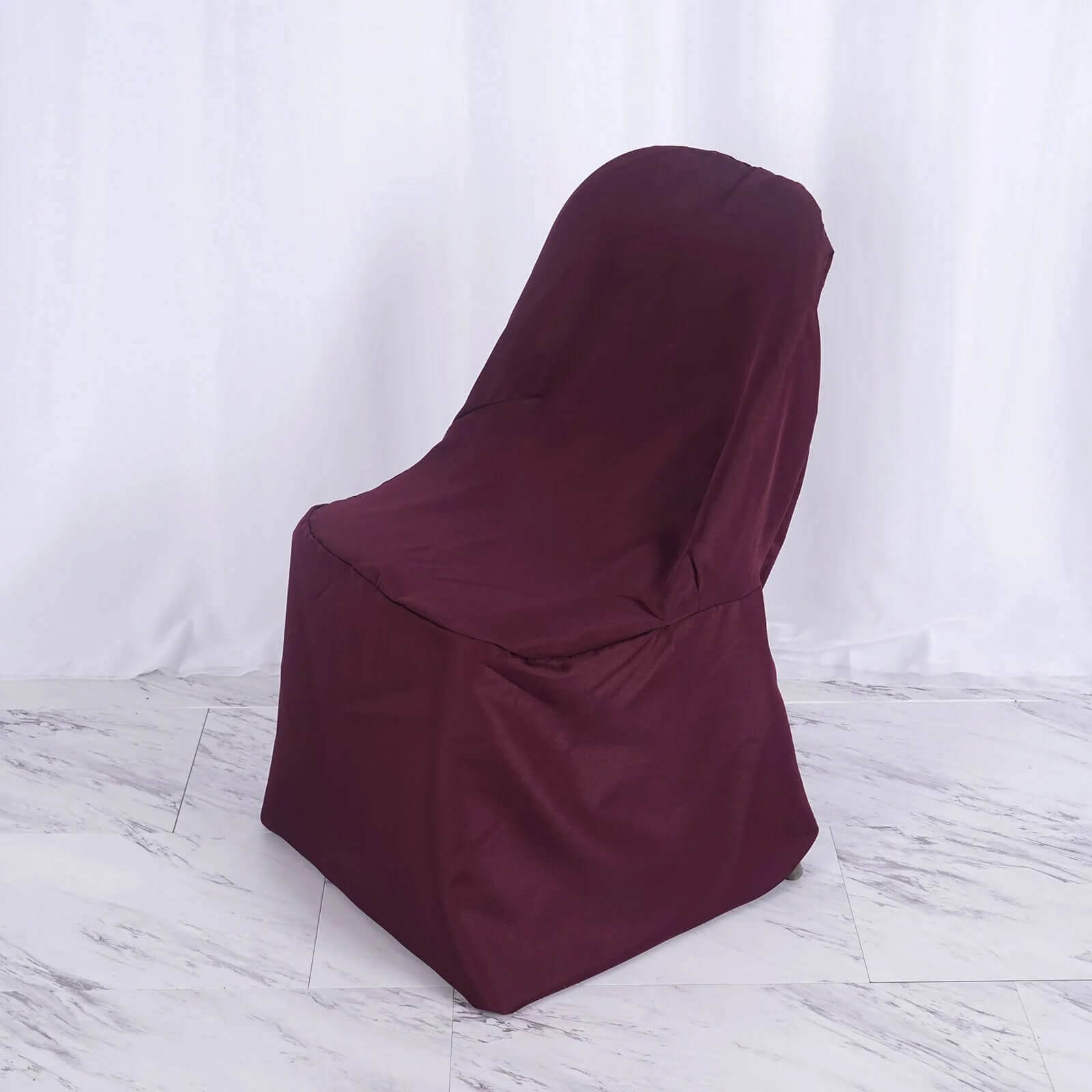 10-Piece Wrinkle-Free, Stain-Resistant Burgundy Polyester Slip-On Chair Covers for Folding Chairs