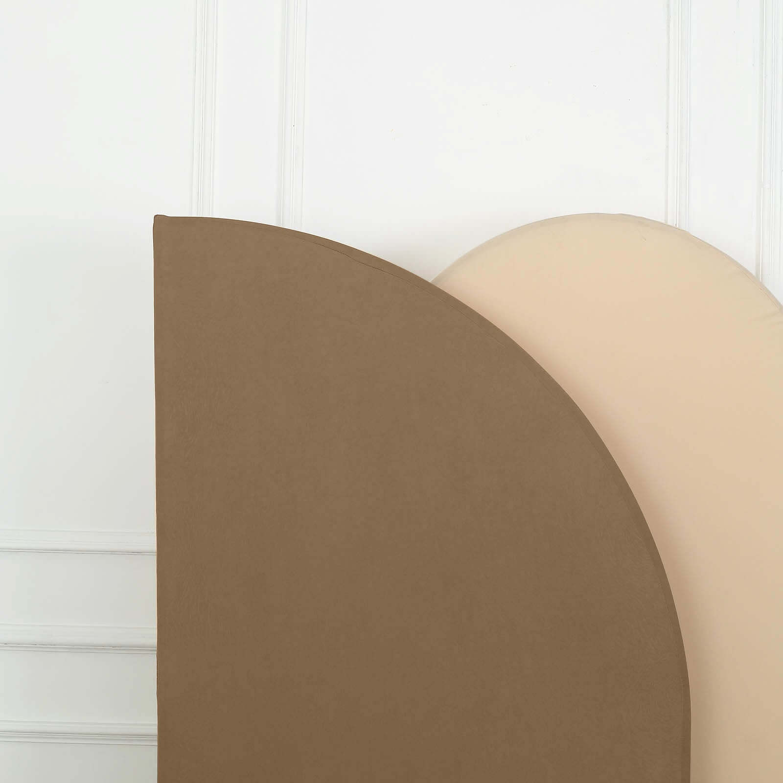 Custom-Fit 7ft Matte Taupe Spandex Half Moon Chiara Wedding Arch Backdrop Stand Cover - Exclusive Offer